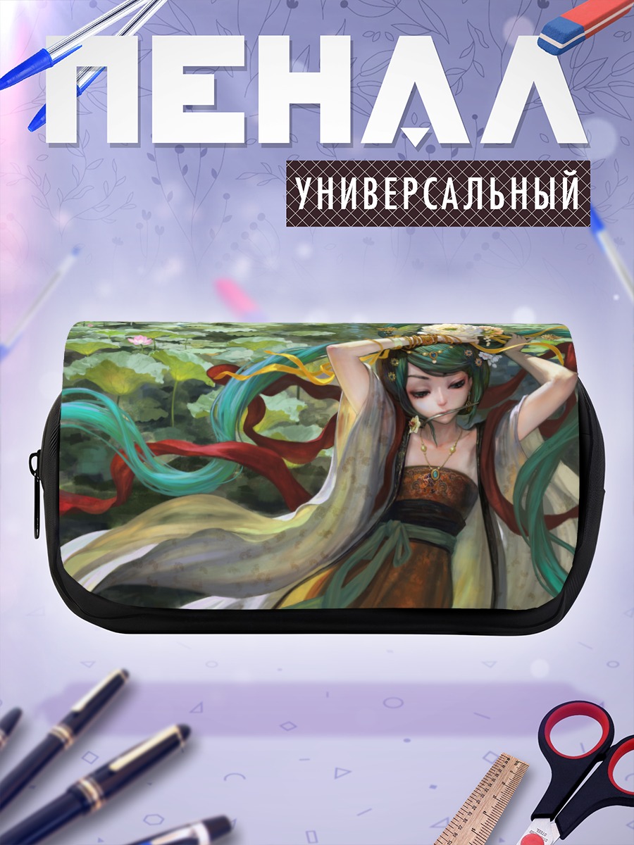 Пенал-косметичка Мику Хацунэ в цветах