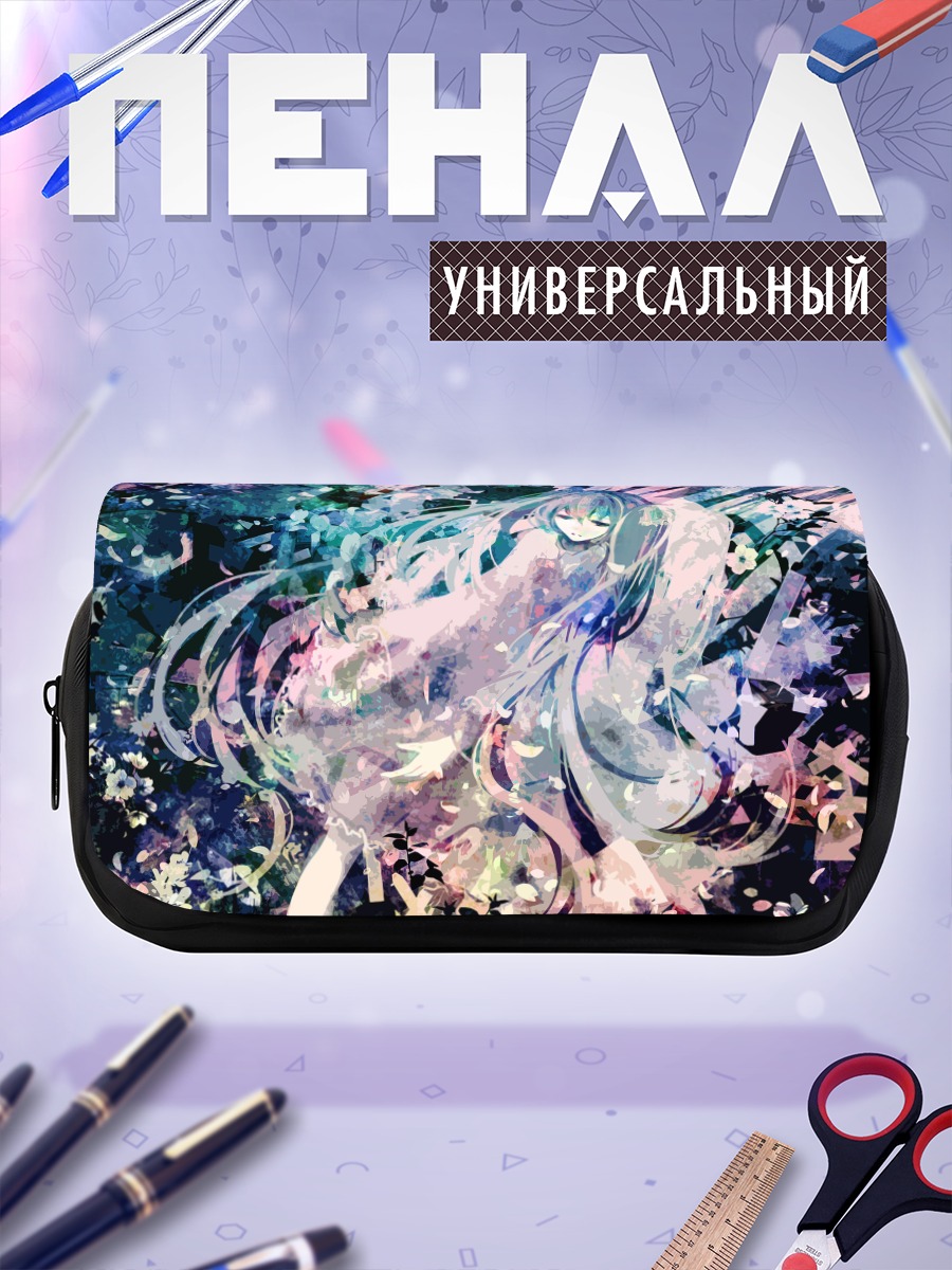 Пенал-косметичка Мику Хацунэ в цветах
