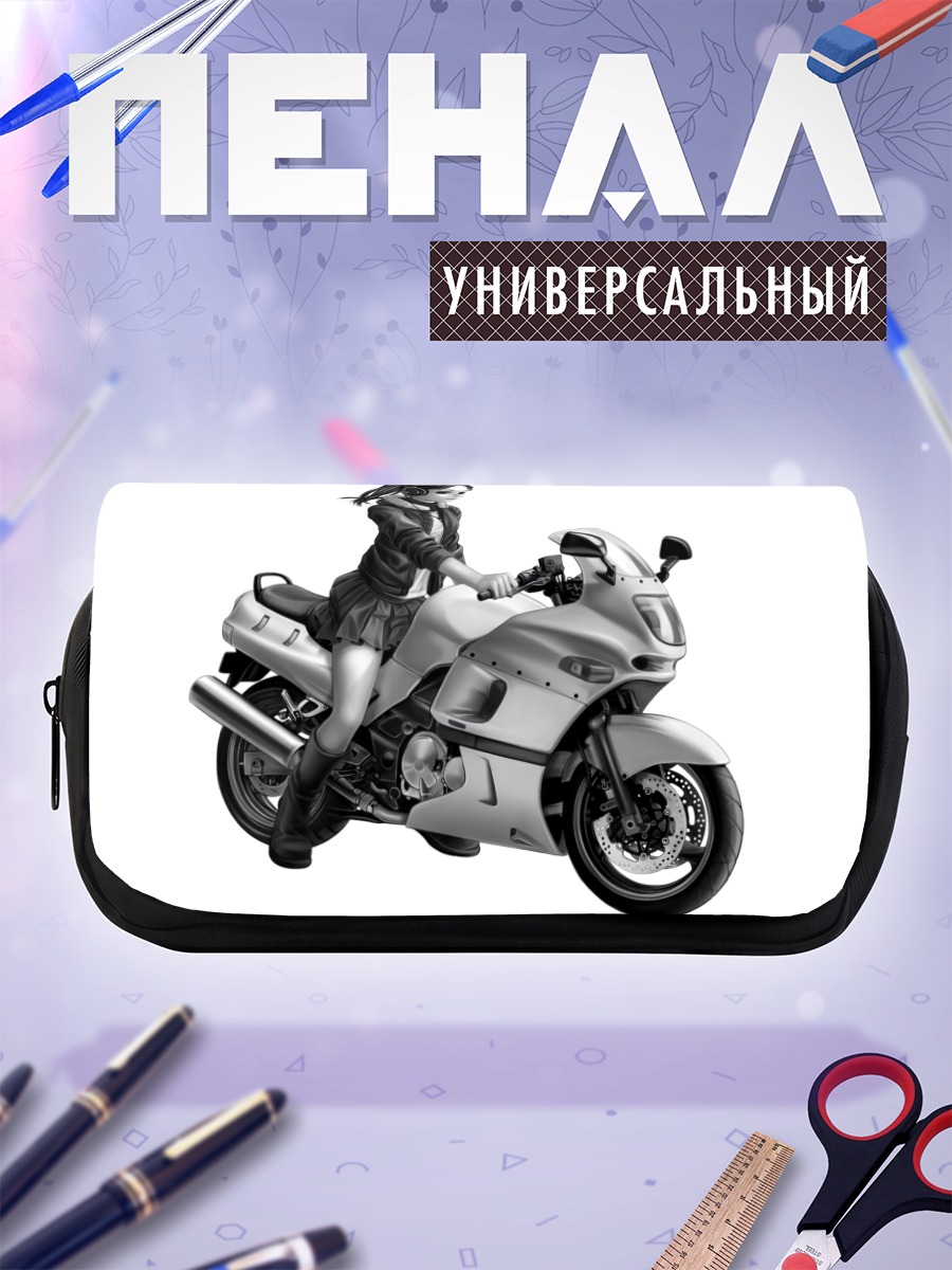 Пенал-косметичка Девушка на мотоцикле