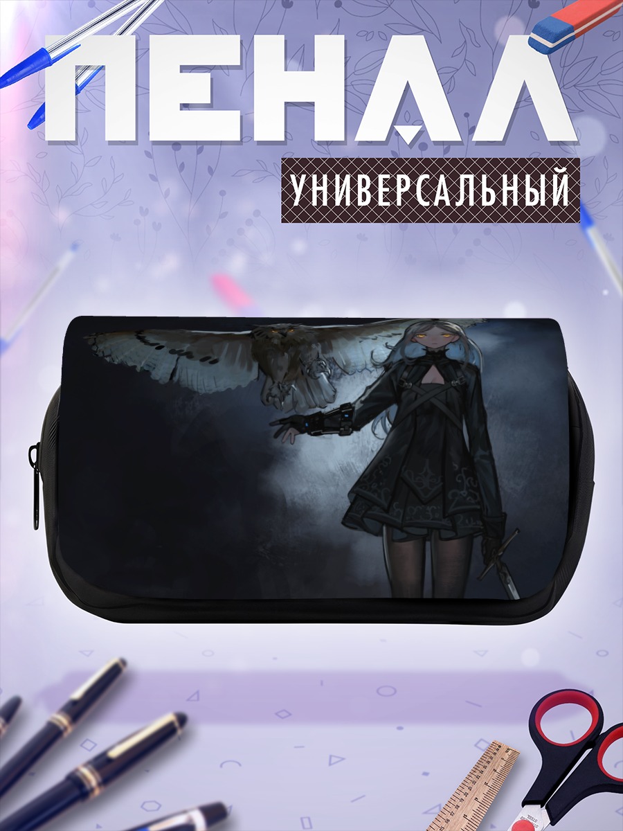 Пенал-косметичка Готическая девушка с совой