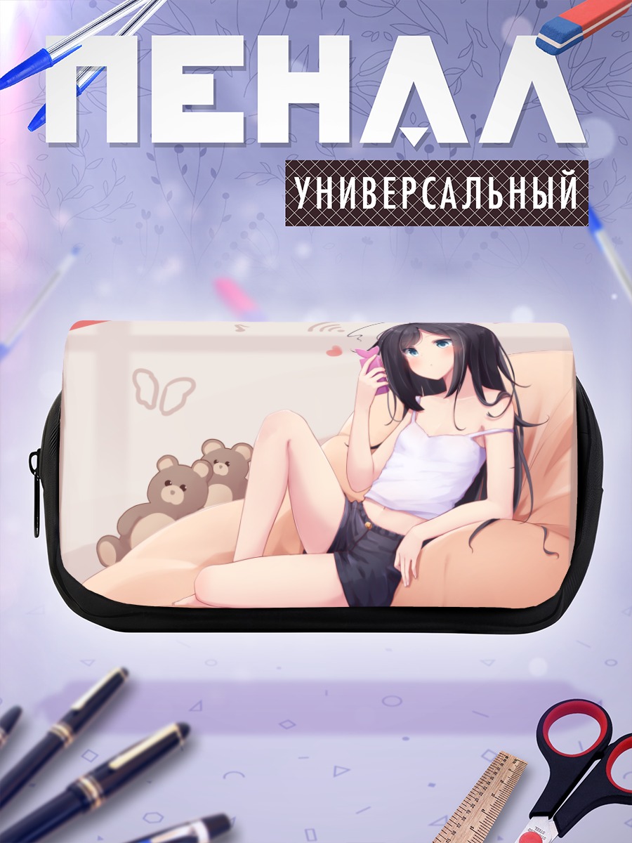 Пенал-косметичка Девушка с мишкой