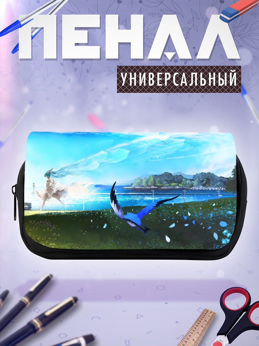 Пенал-косметичка Мику Хацунэ в цветах