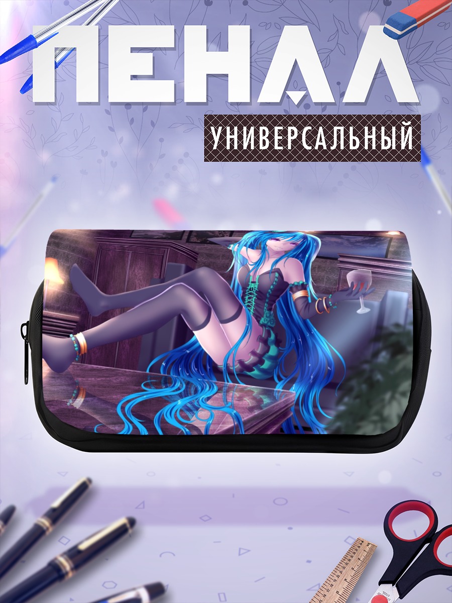 Пенал-косметичка Мику Хацунэ в цилиндре