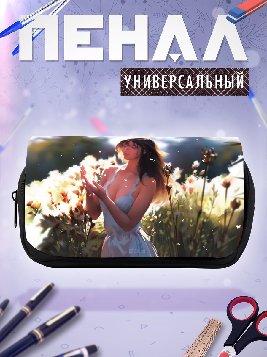 Пенал-косметичка Девушка в цветах