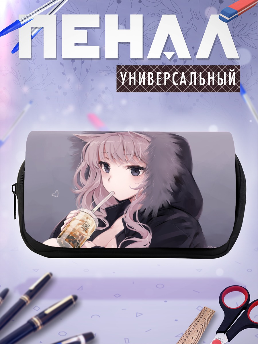 Пенал-косметичка Девушка с бабл-ти