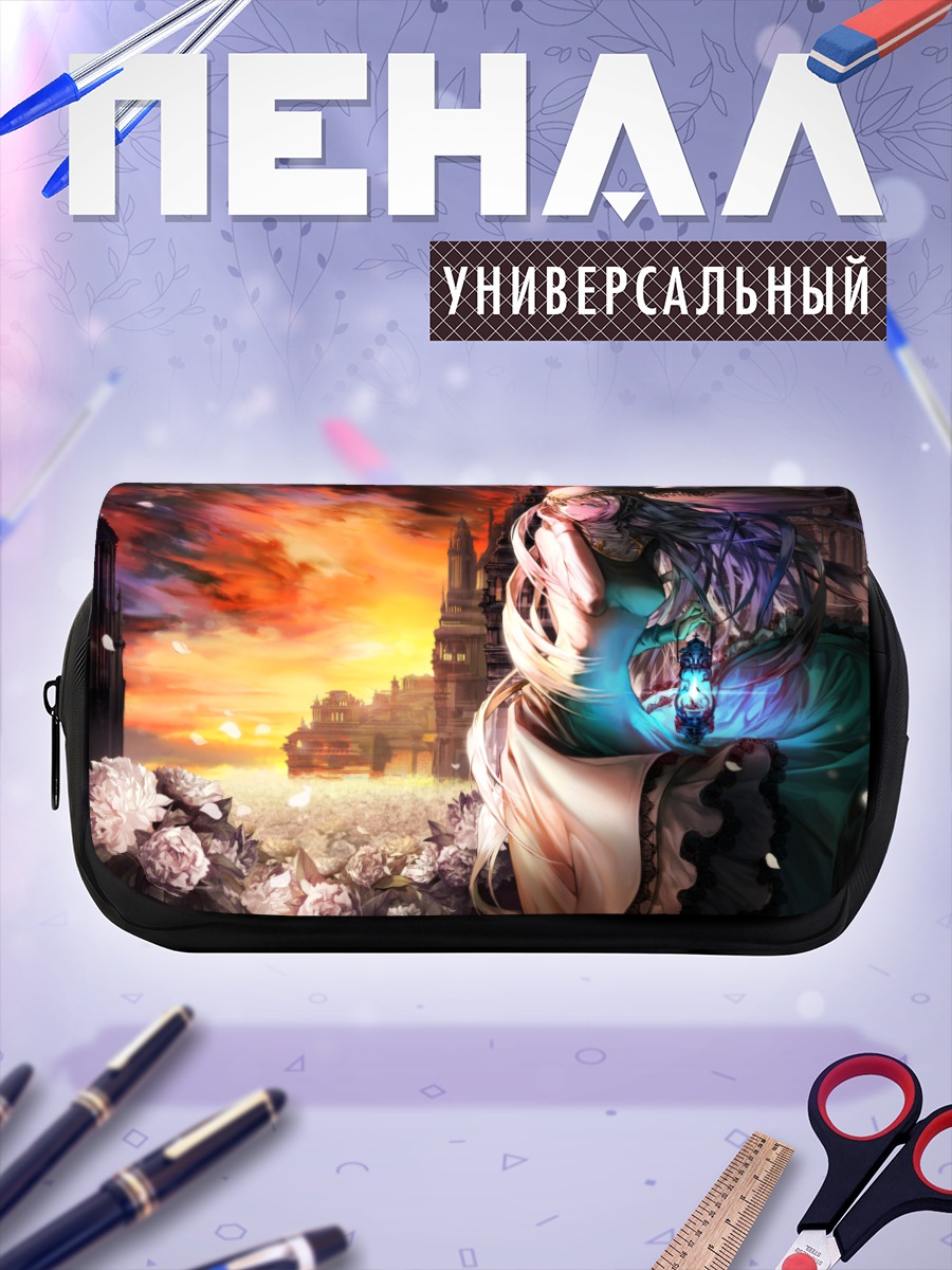 Пенал-косметичка Девушка в цветах на закате