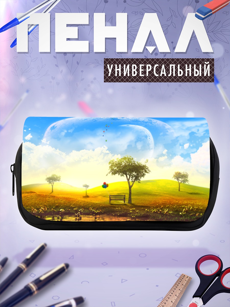 Пенал-косметичка Лунный пейзаж с цветами