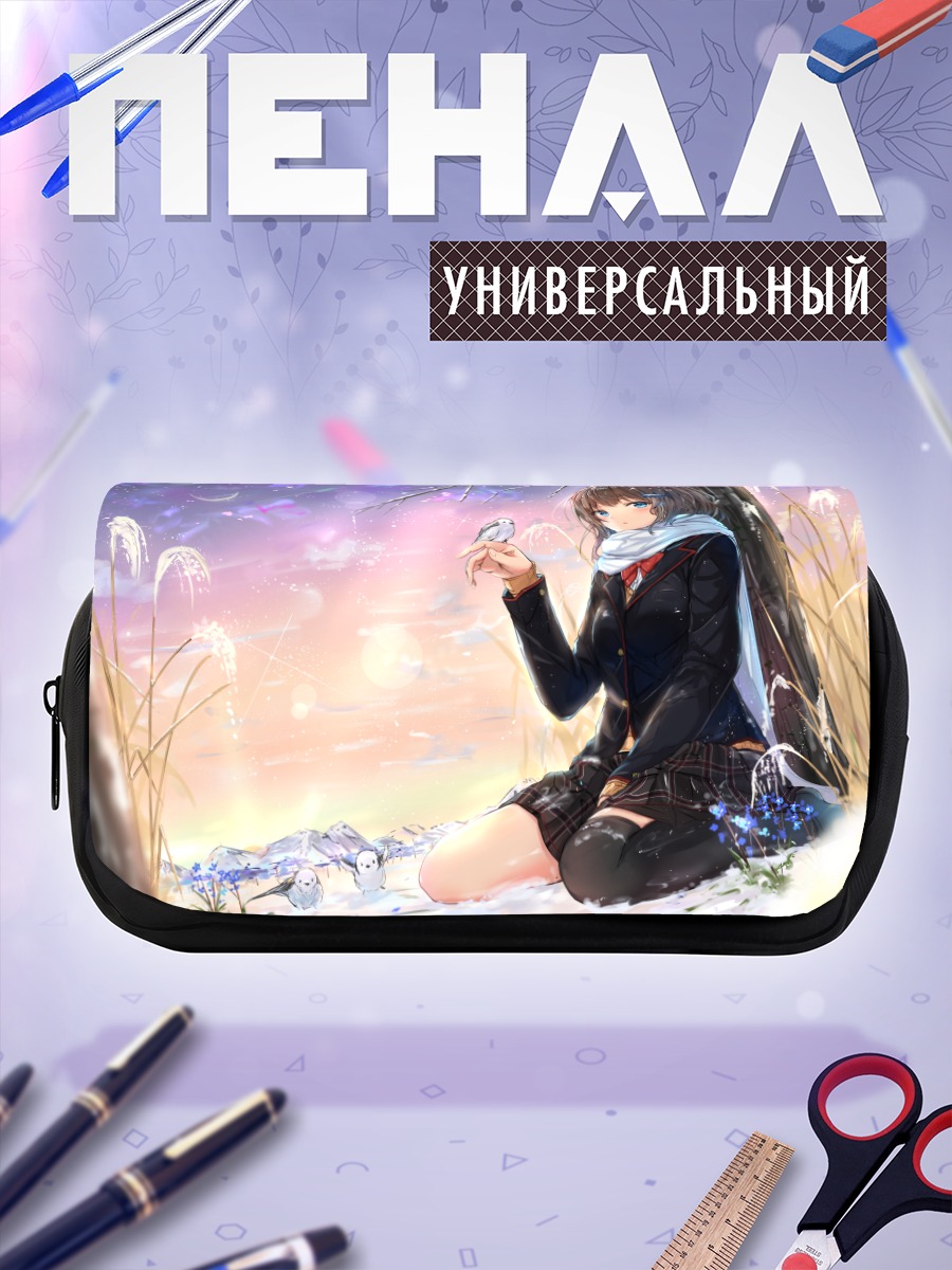Пенал-косметичка Девушка с птицей