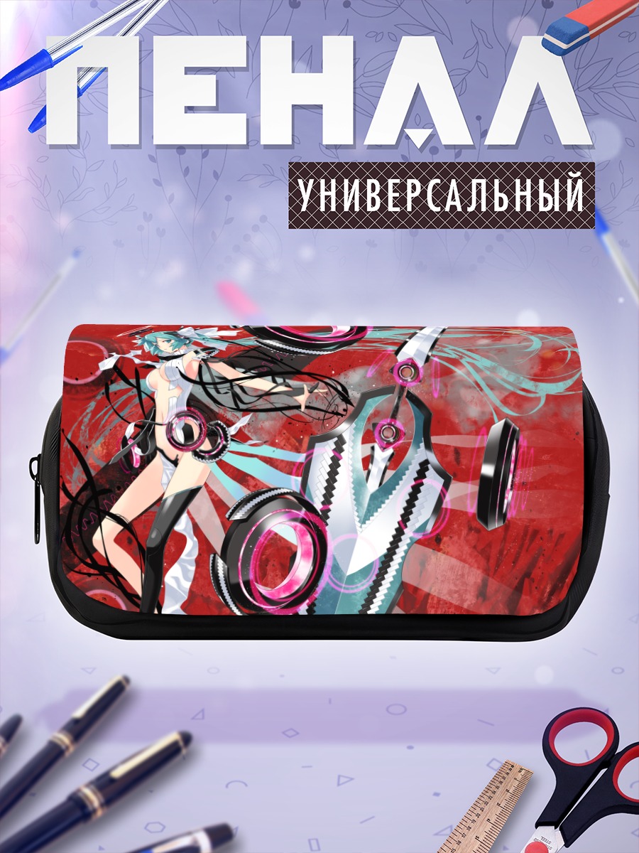 Пенал-косметичка Мику Хацунэ в неоновом ритме