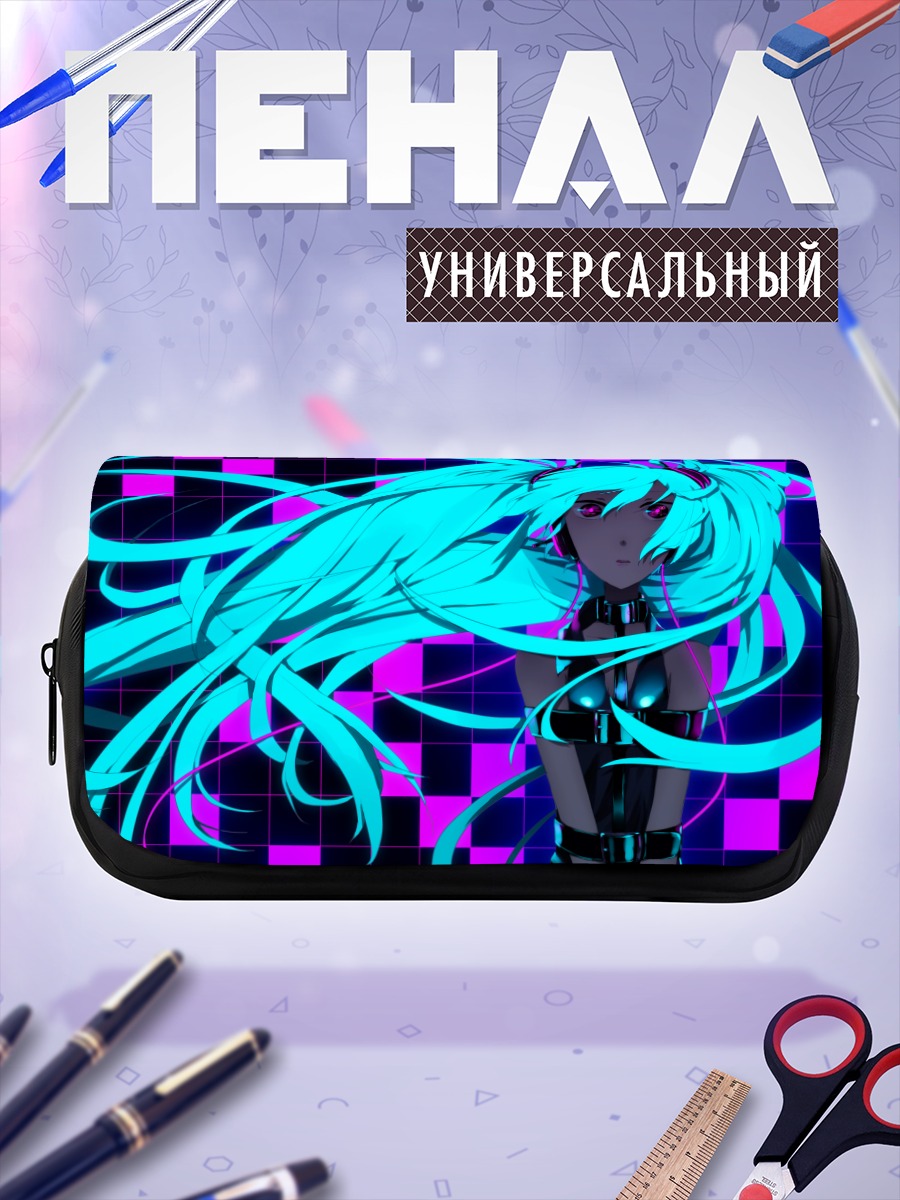 Пенал-косметичка Мику Хацунэ в неоновом свете