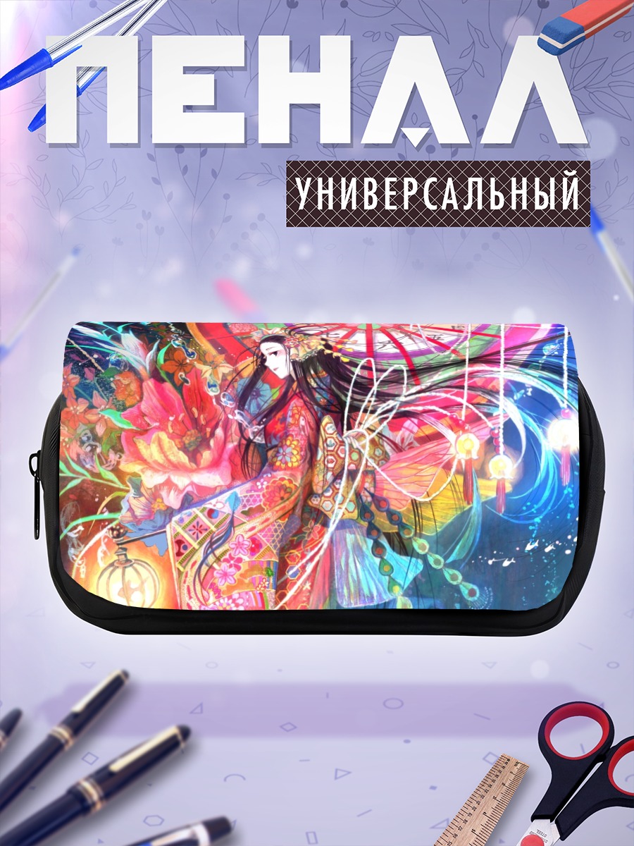 Пенал-косметичка Девушка в кимоно с цветами