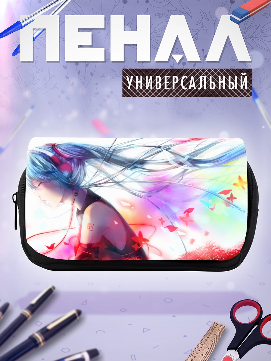 Пенал-косметичка Мику Хацунэ в цветах