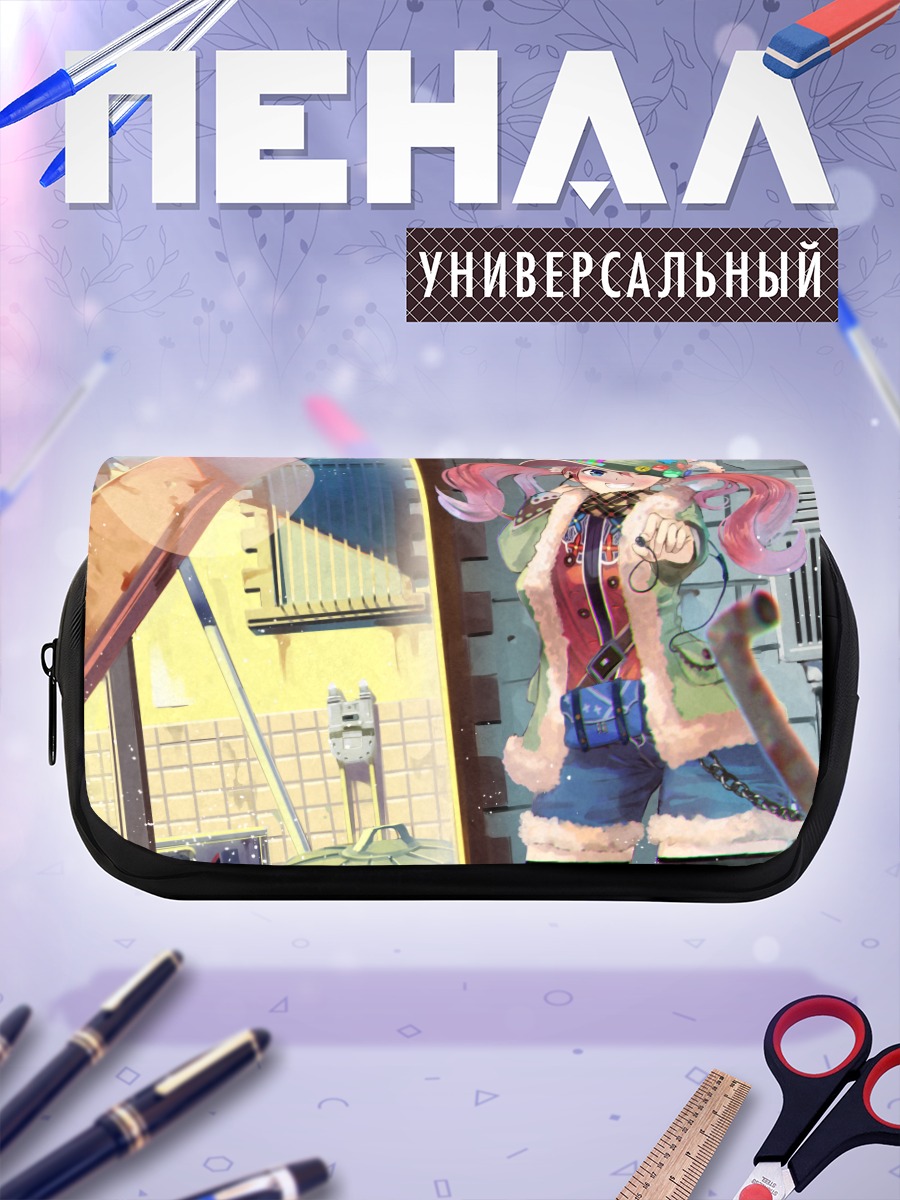 Пенал-косметичка Девушка с розовыми хвостами
