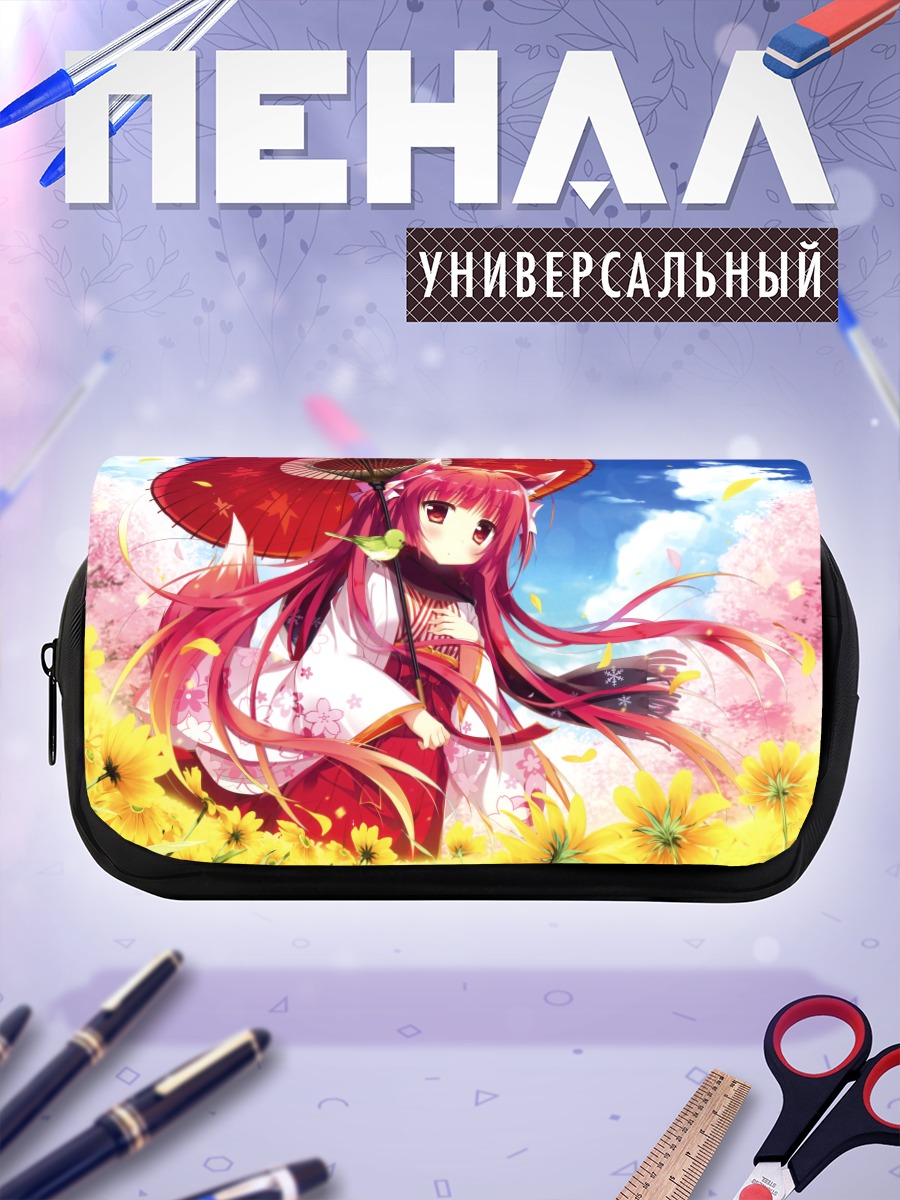Пенал-косметичка Кицунэ в цветах