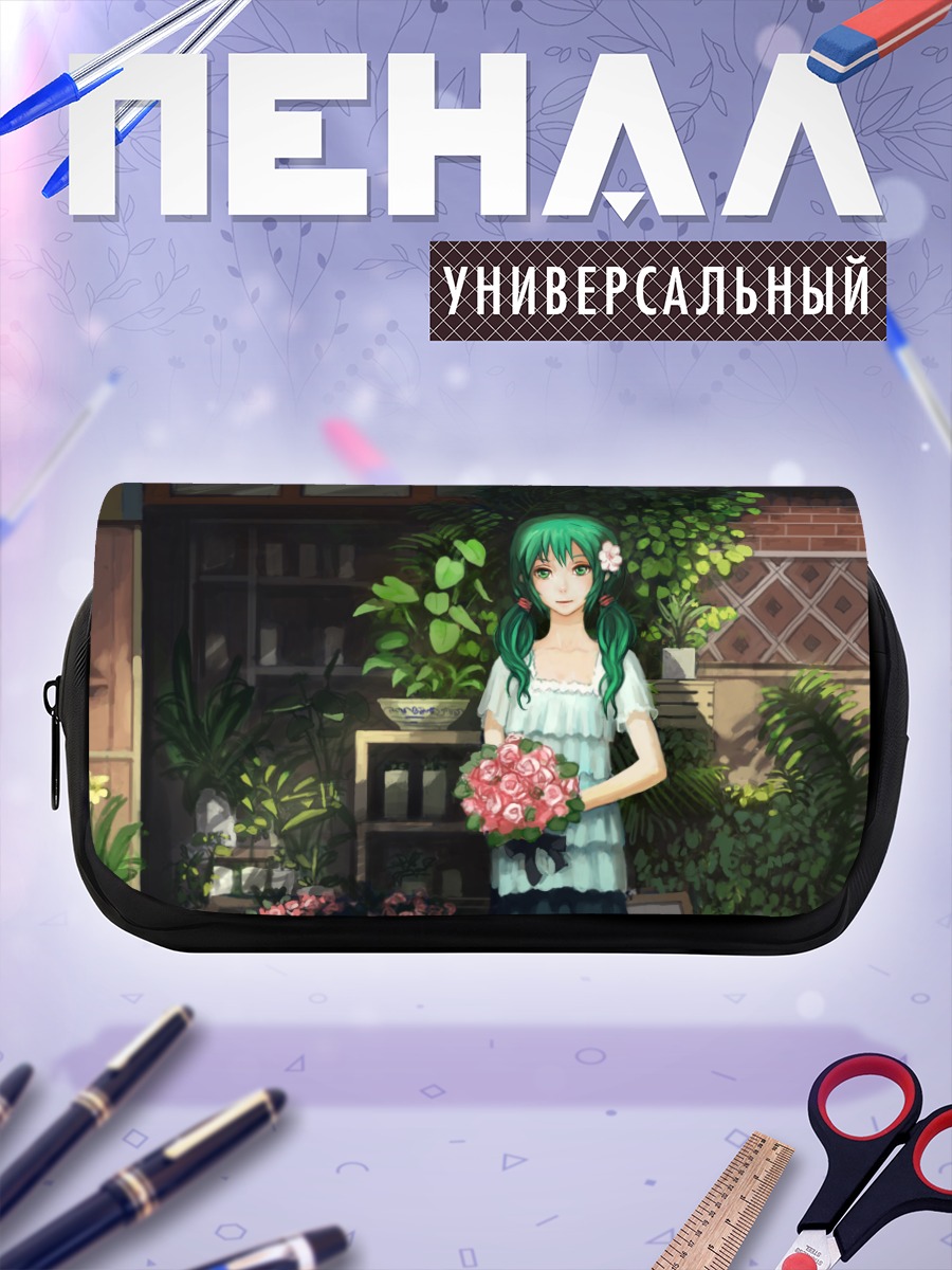 Пенал-косметичка Мику Хацунэ с цветами