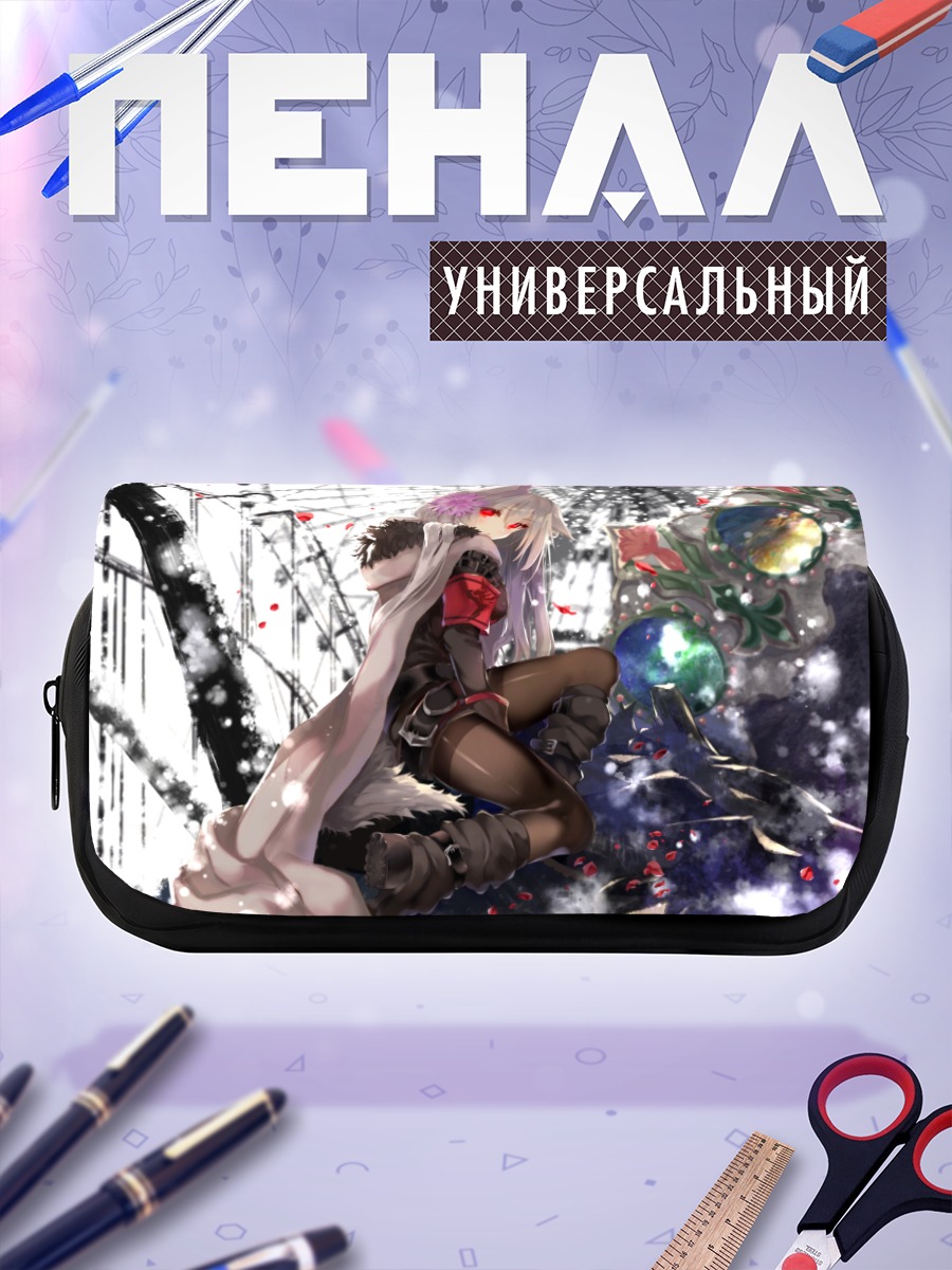Пенал-косметичка Девушка с ушками в цветах
