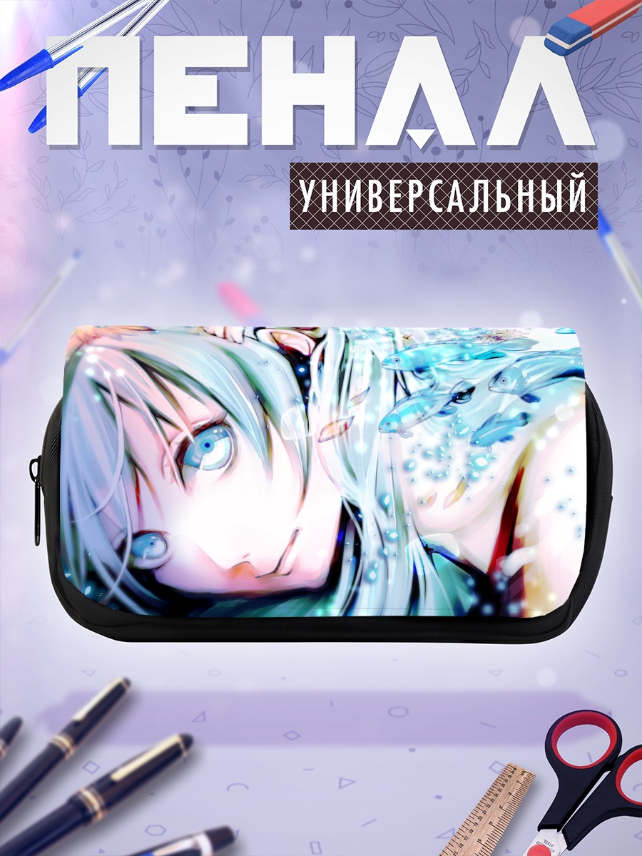 Пенал-косметичка Мику Хацунэ в цветах