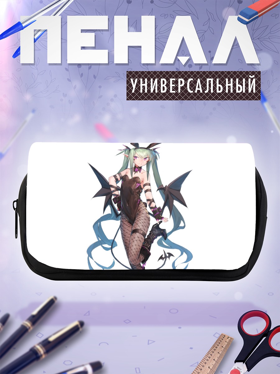 Пенал-косметичка Демон-зайка с зелеными волосами