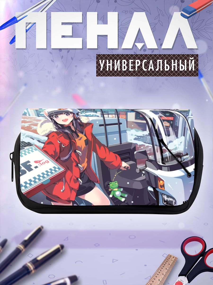 Пенал-косметичка Девушка на мотоцикле