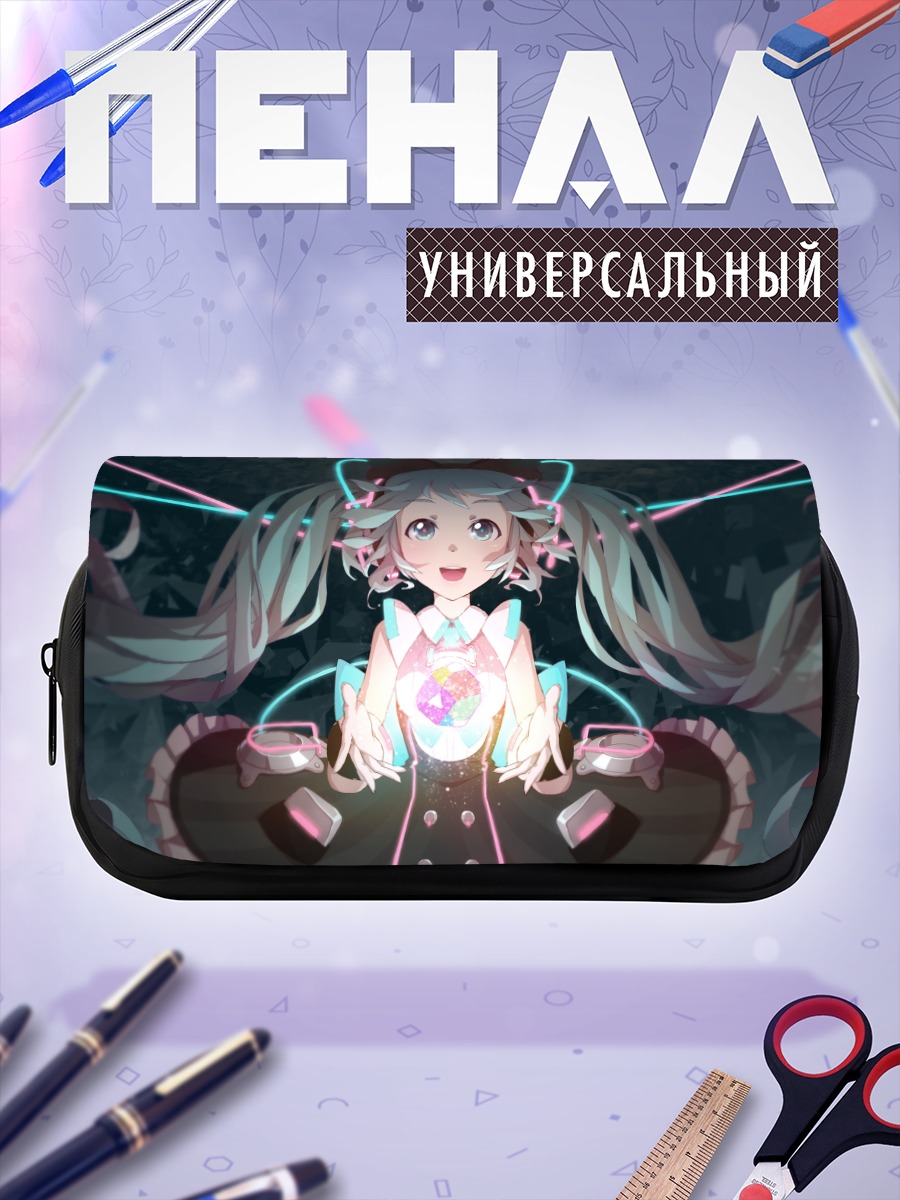 Пенал-косметичка Мику Хацунэ в неоновом свете