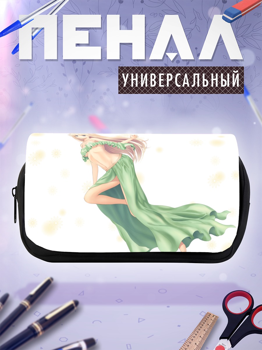 Пенал-косметичка Блондинка в зеленом