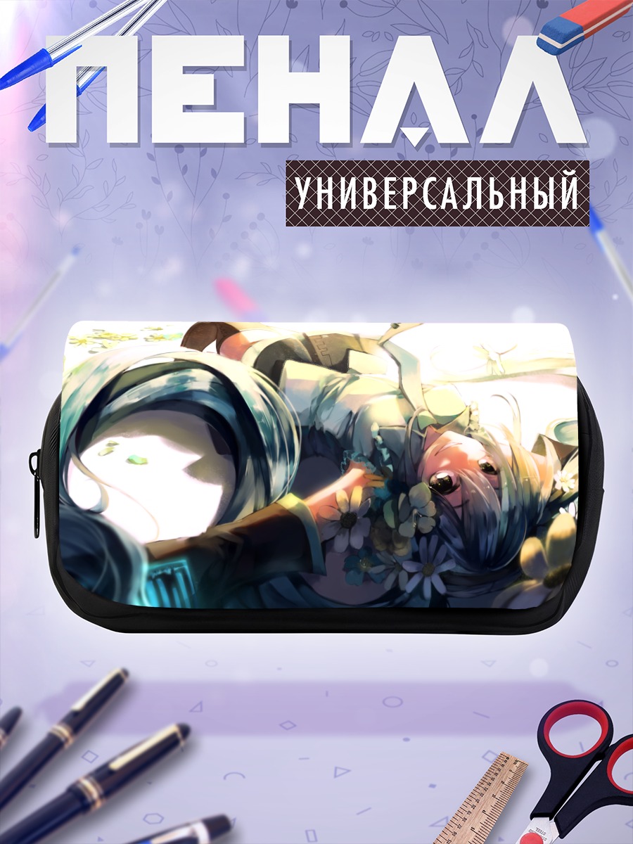 Пенал-косметичка Мику Хацунэ в цветах