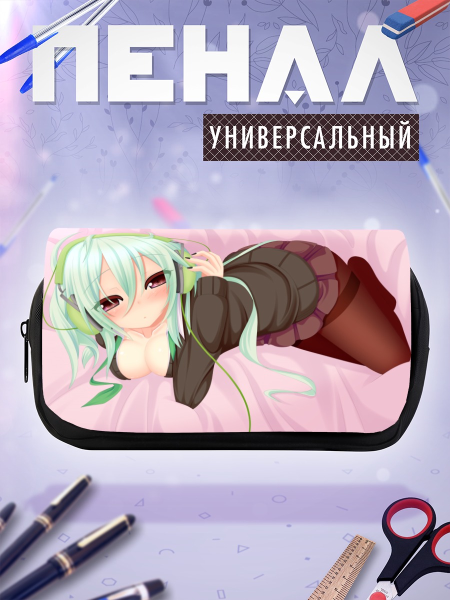 Пенал-косметичка Мику Хацунэ в наушниках