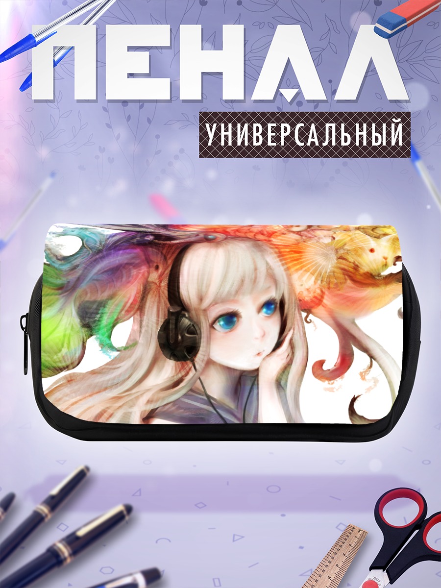 Пенал-косметичка Девушка в наушниках