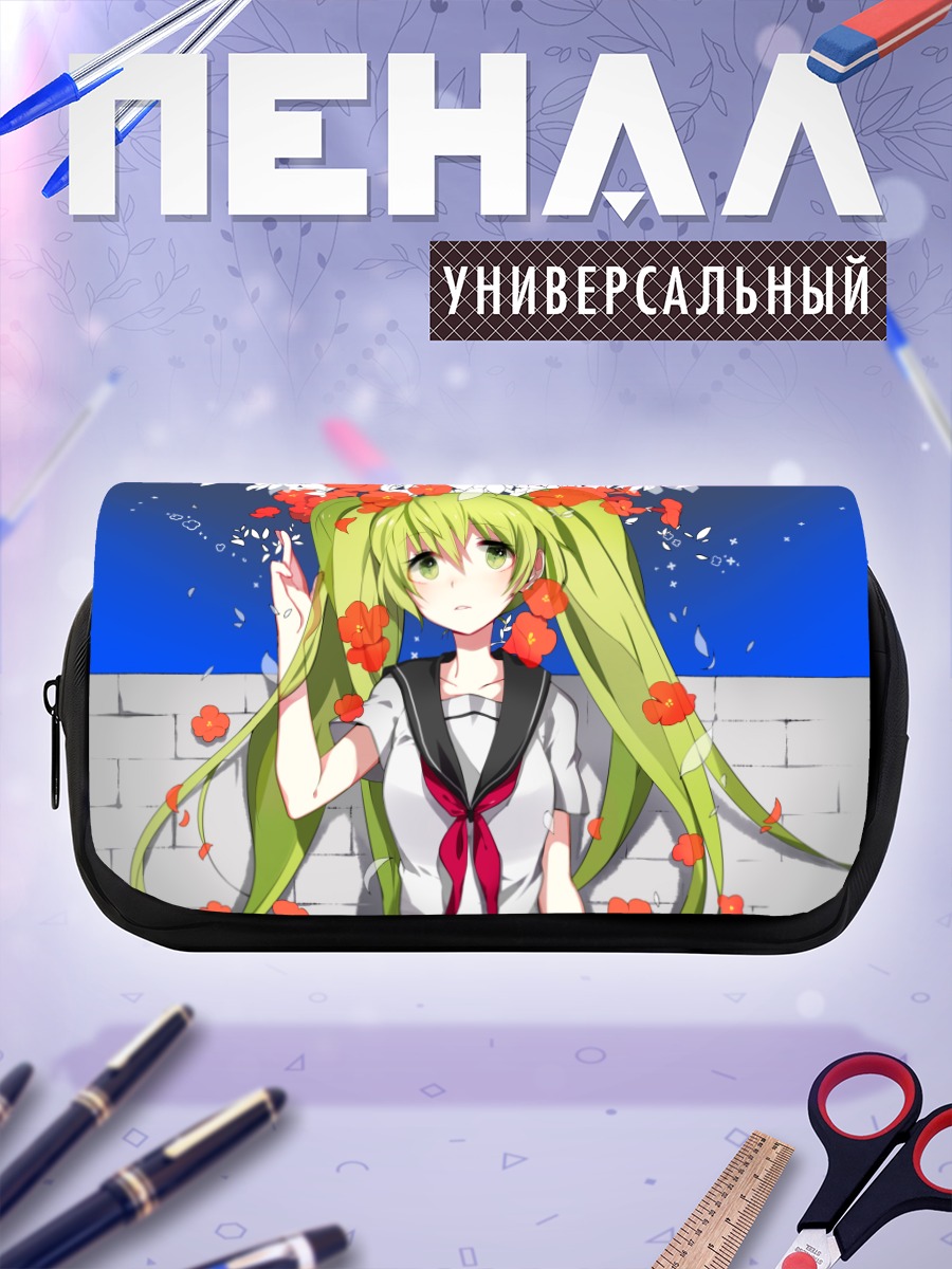 Пенал-косметичка Мику Хацунэ в цветах