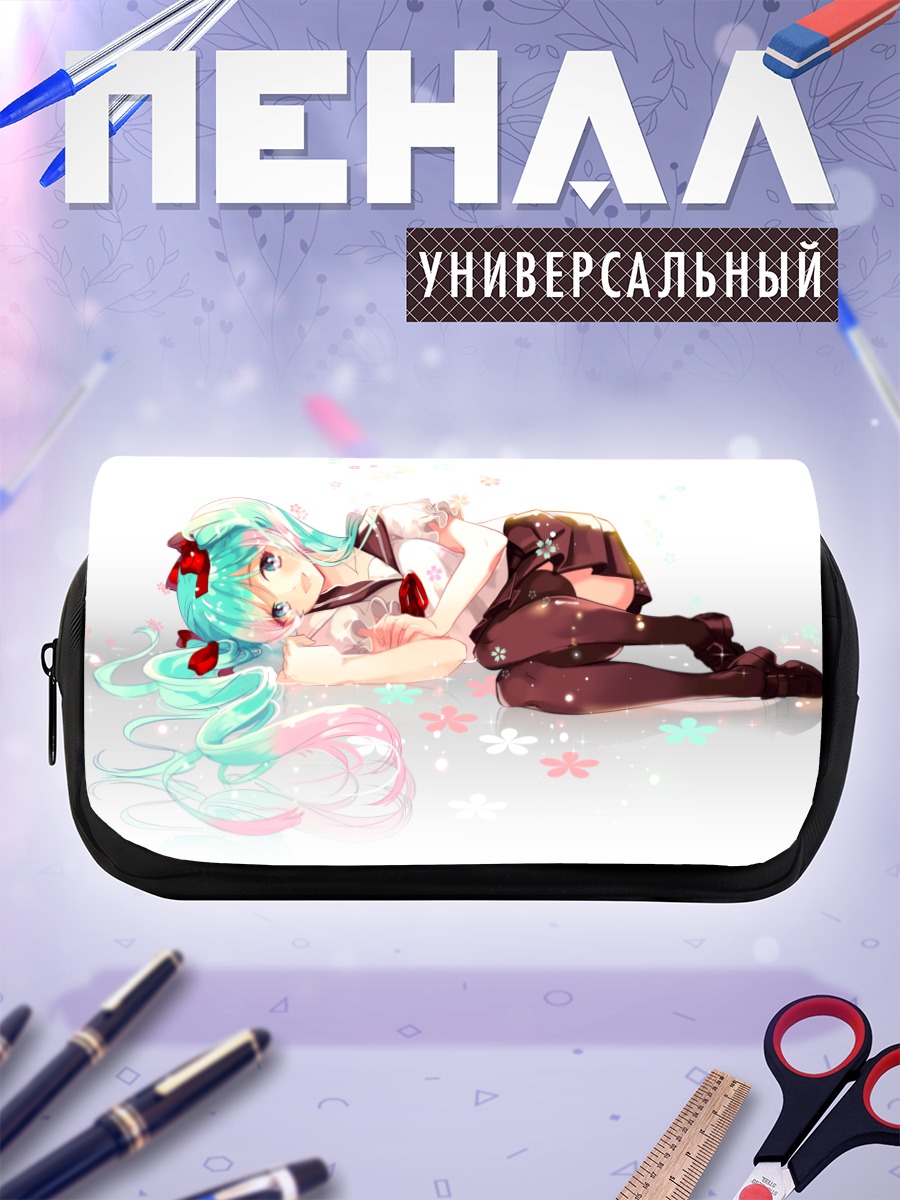 Пенал-косметичка Мику Хацунэ в цветах