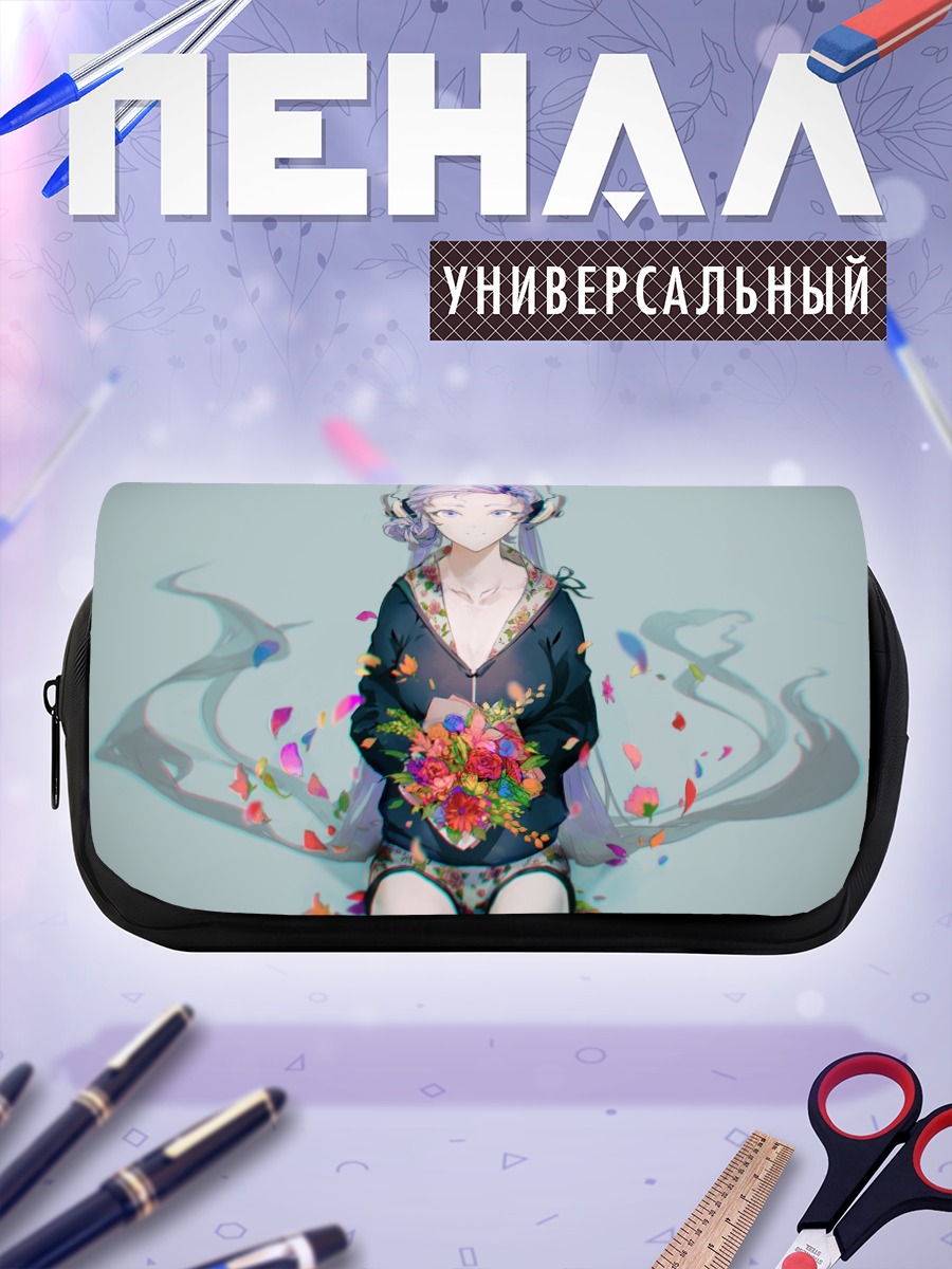 Пенал-косметичка Мику Хацунэ с цветами