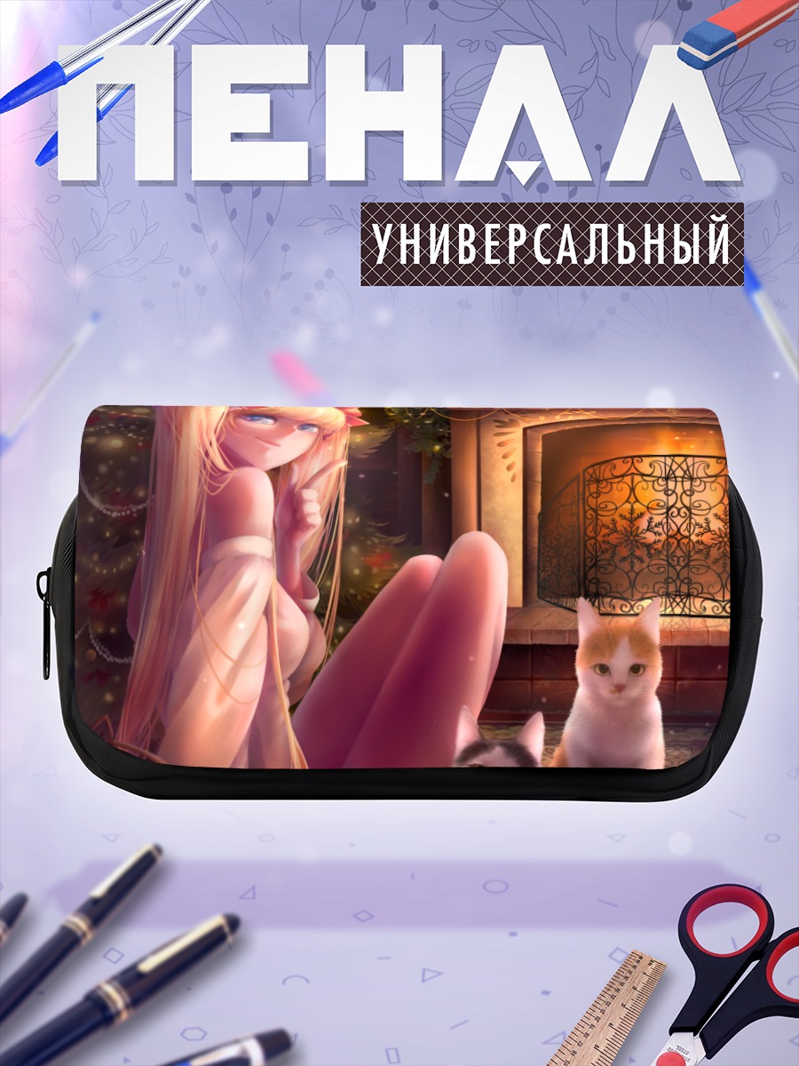 Пенал-косметичка Блондинка с котами
