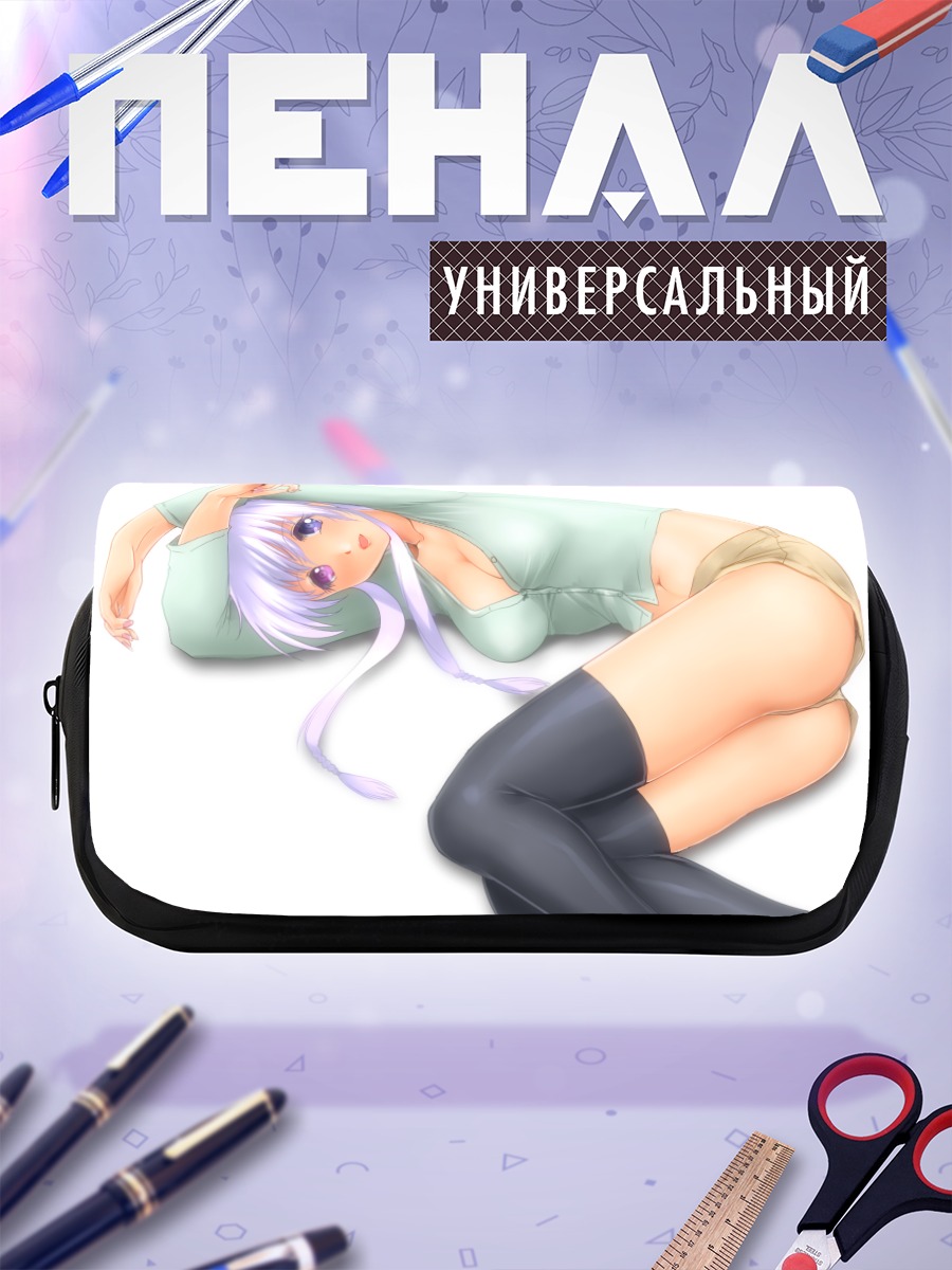 Пенал-косметичка Девушка с фиолетовыми волосами