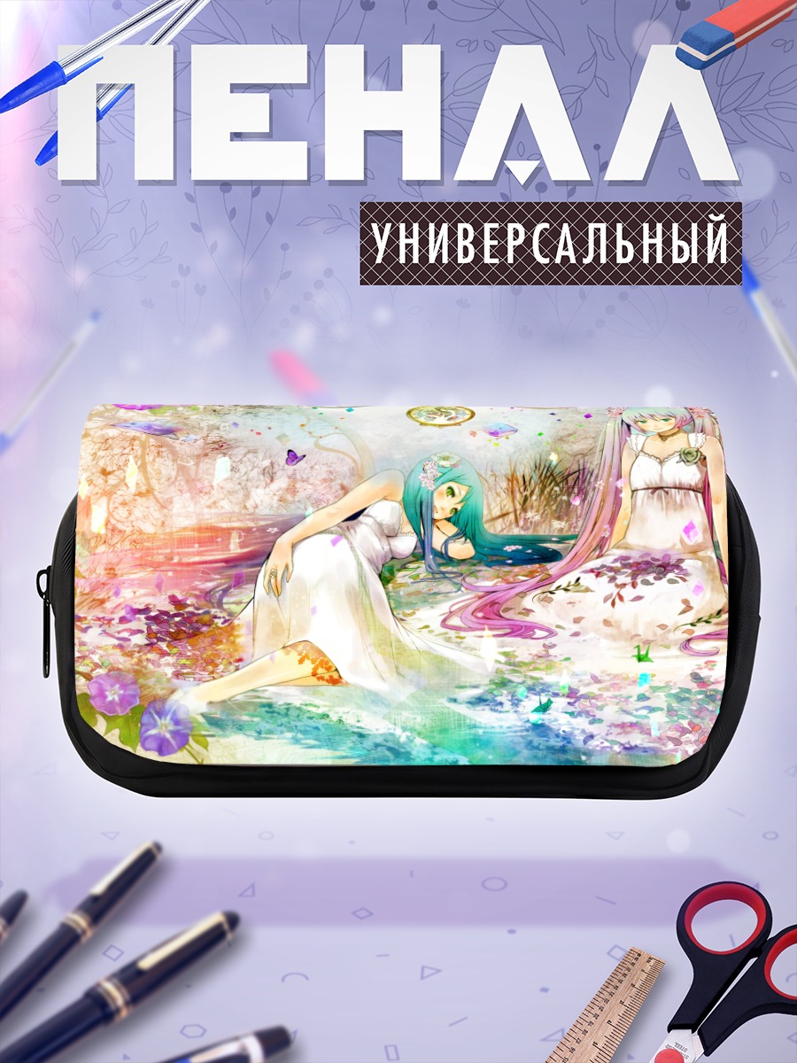 Пенал-косметичка Мику Хацунэ в цветах