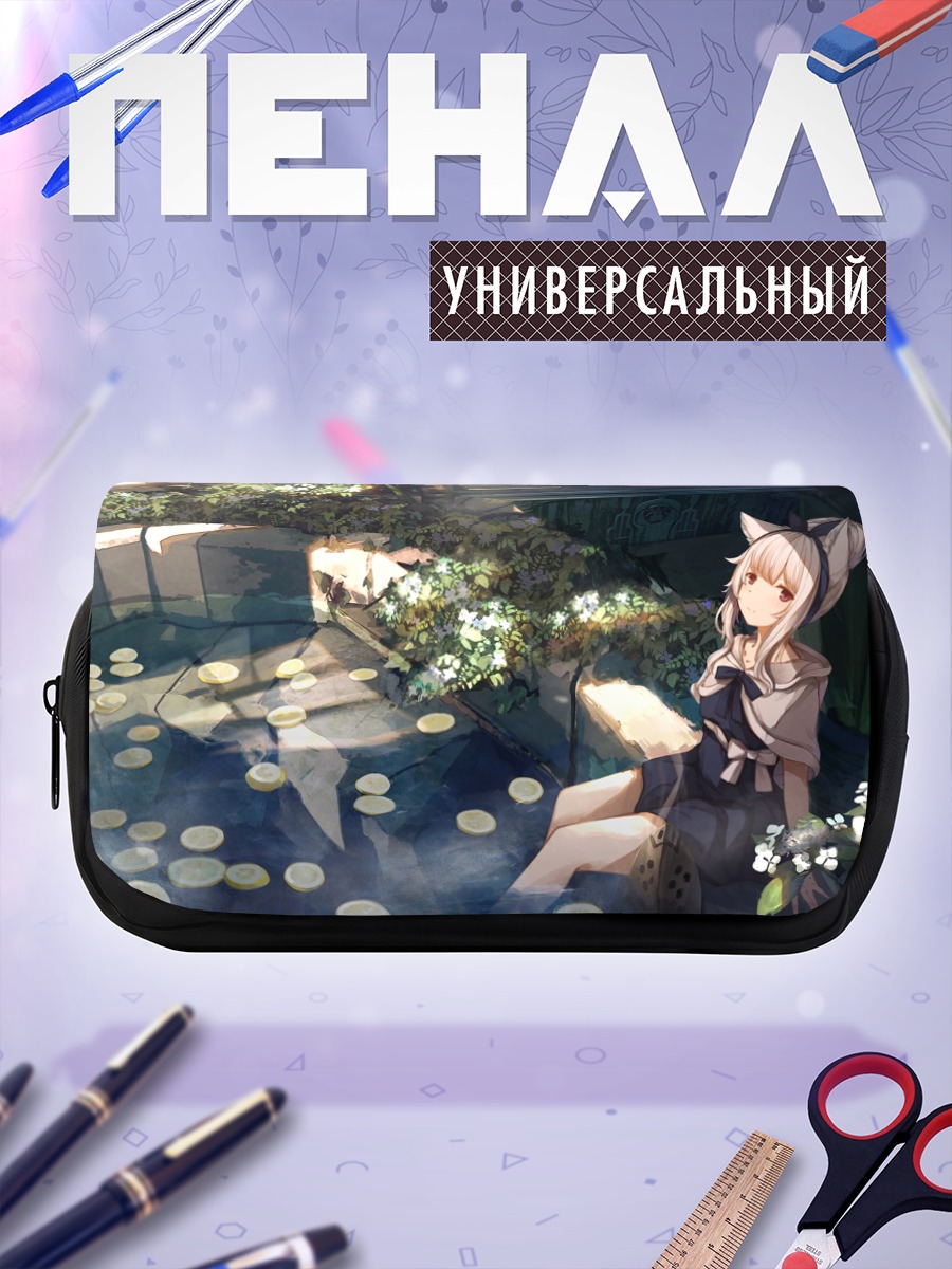 Пенал-косметичка Беловолосая кицунэ в цветах