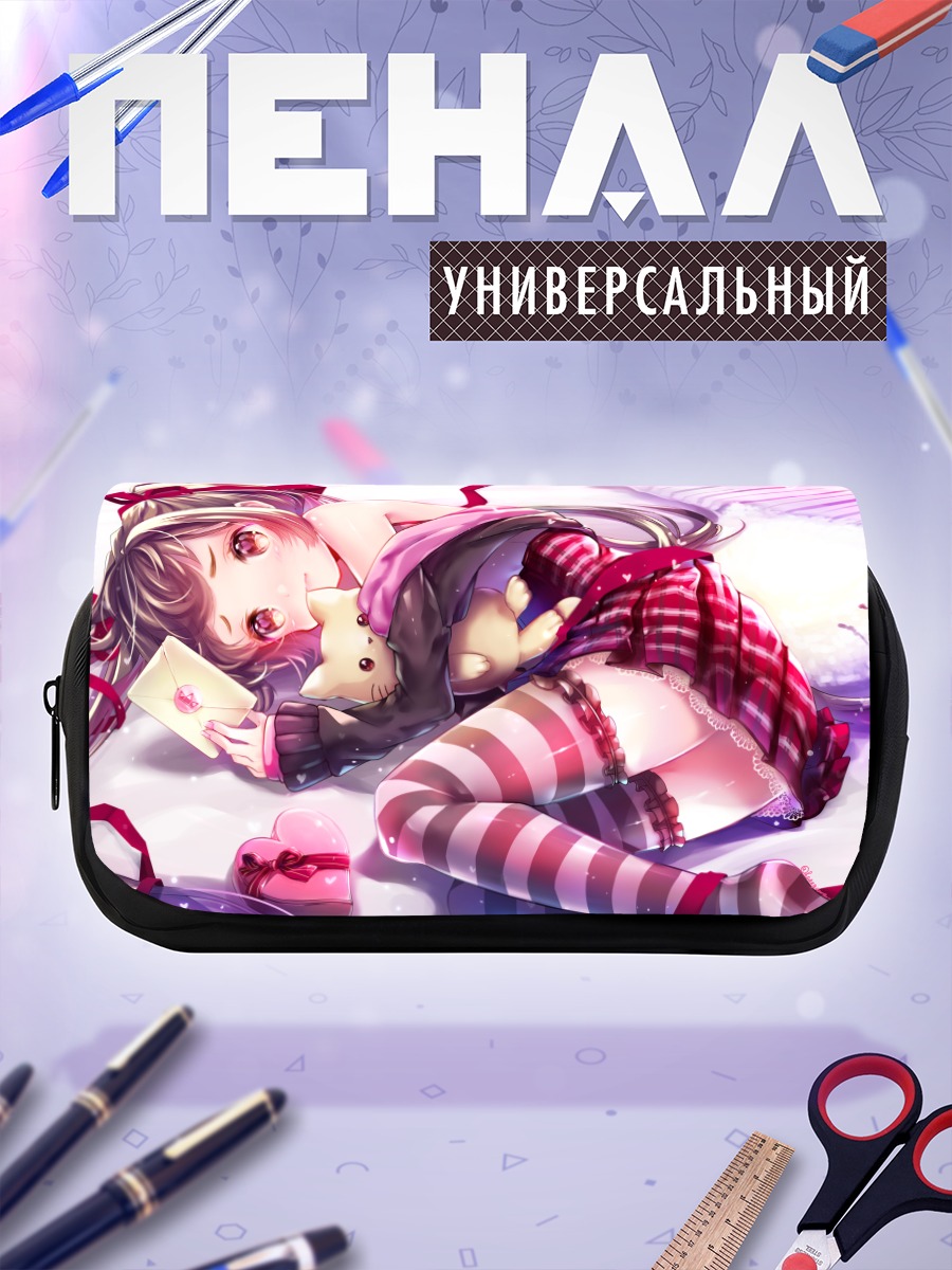 Пенал-косметичка Девушка с мишкой