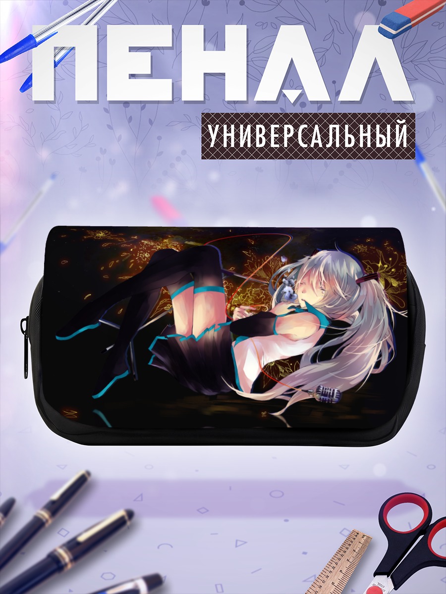 Пенал-косметичка Мику Хацунэ в цветах