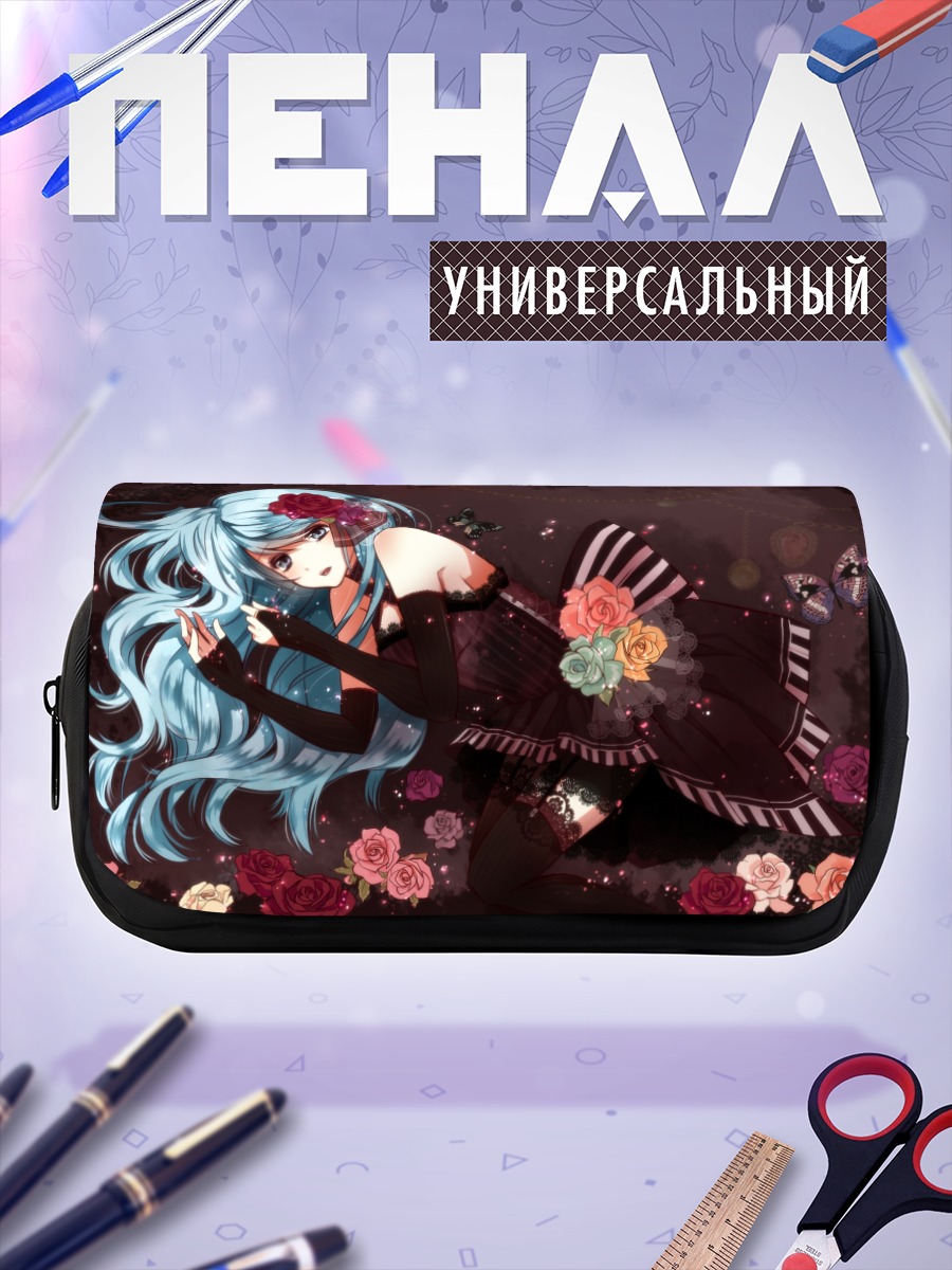 Пенал-косметичка Мику Хацунэ с розами