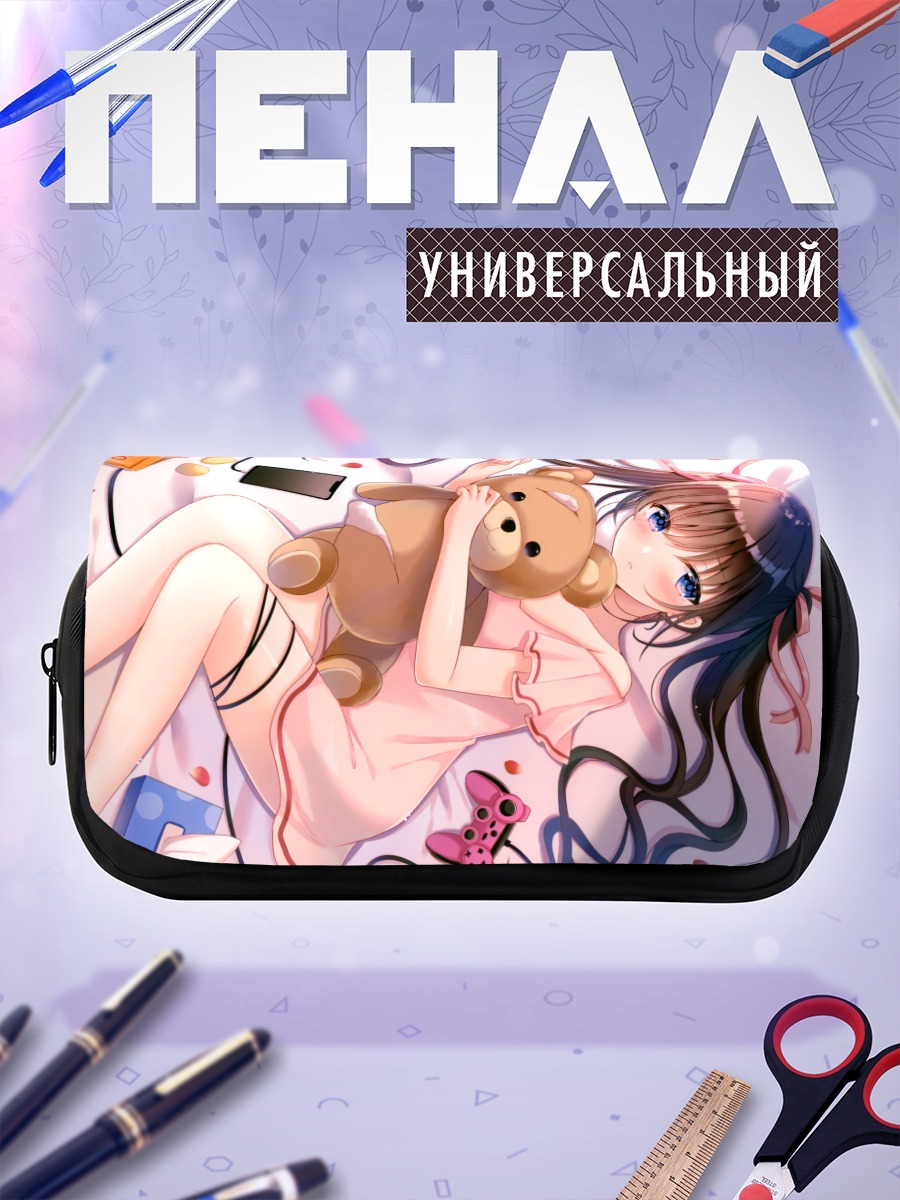 Пенал-косметичка Девушка с мишкой