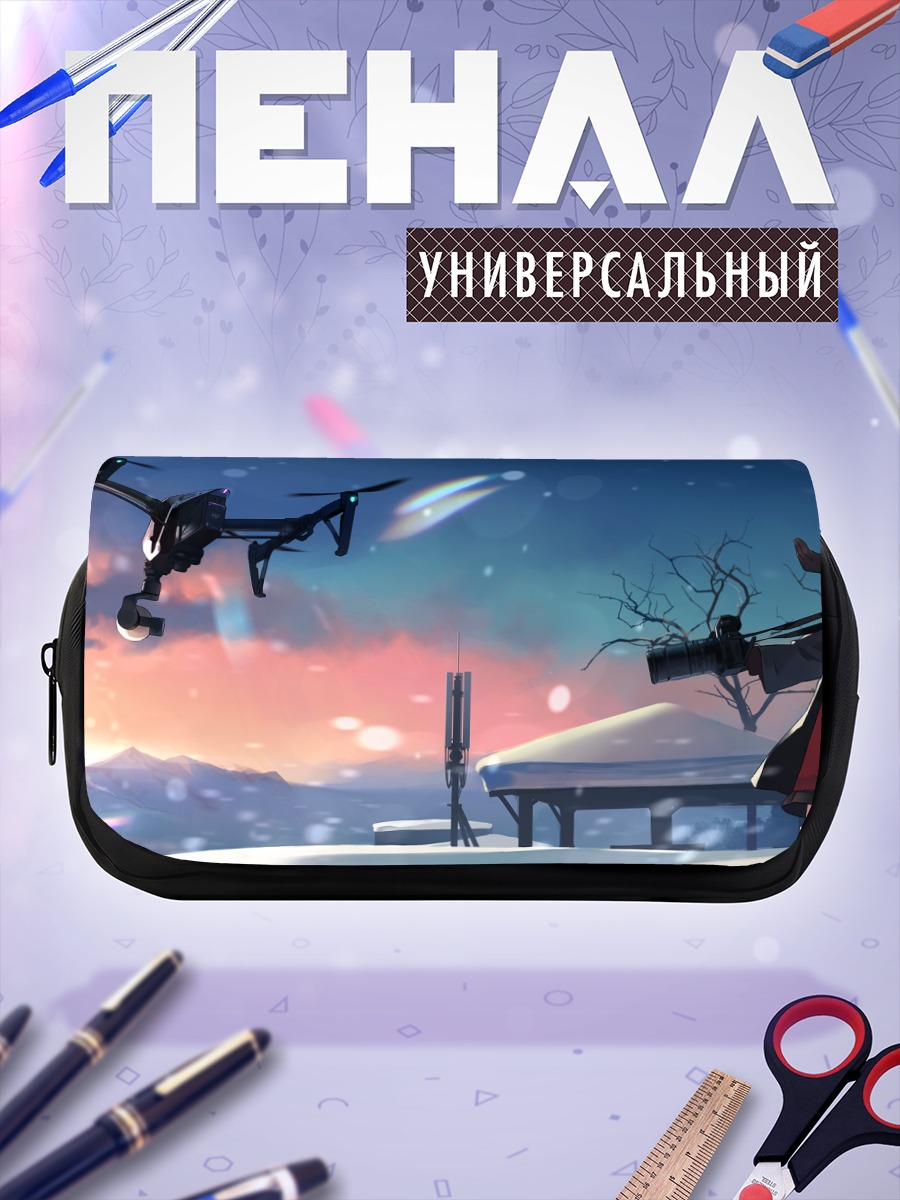 Пенал-косметичка Девушки на заснеженном аэродроме
