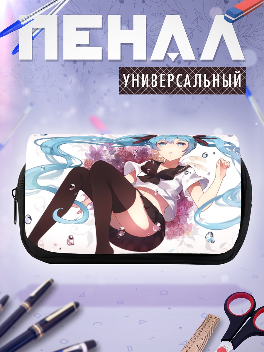 Пенал-косметичка Мику Хацунэ в цветах