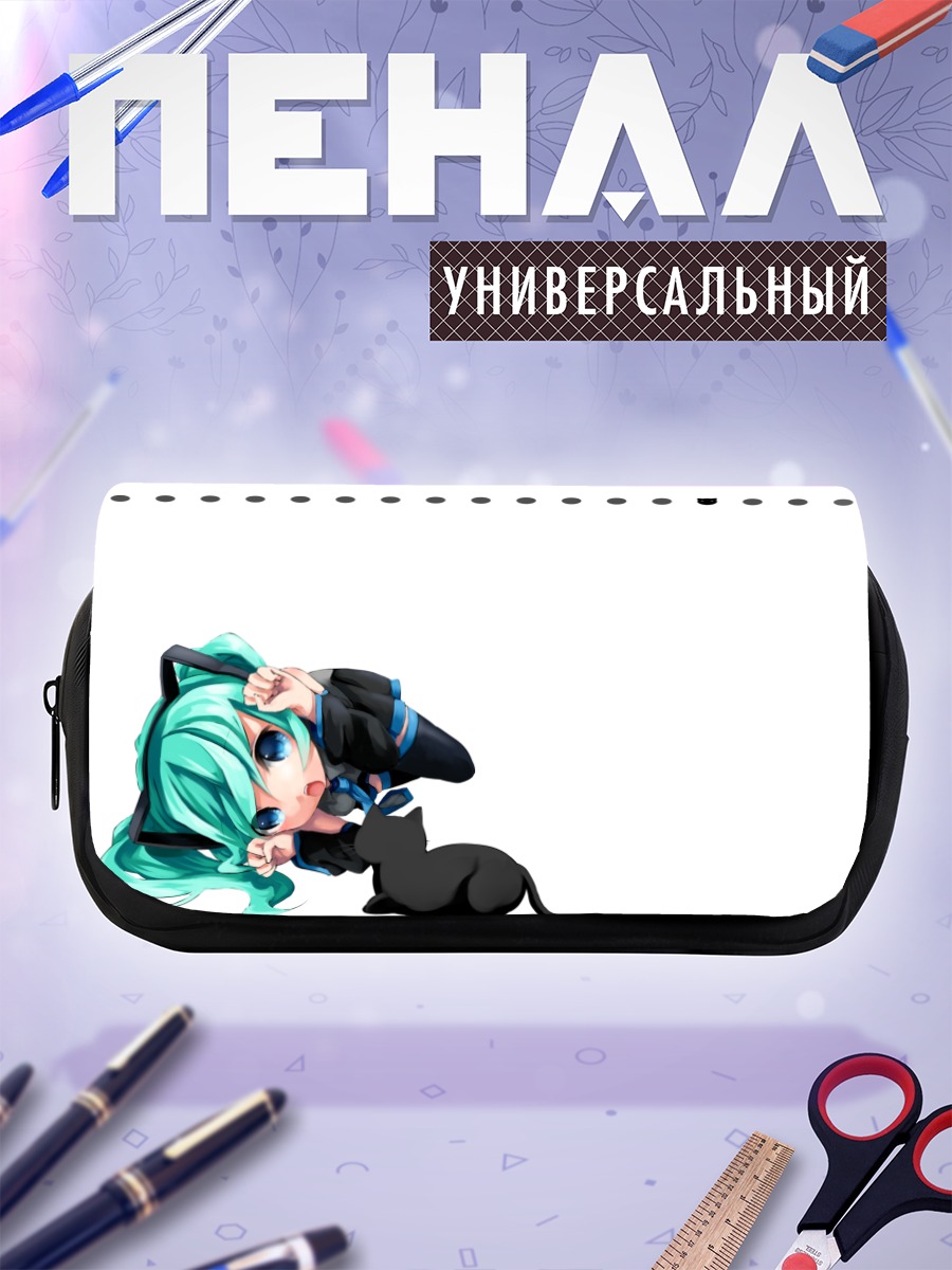 Пенал-косметичка Мику Хацунэ с котом