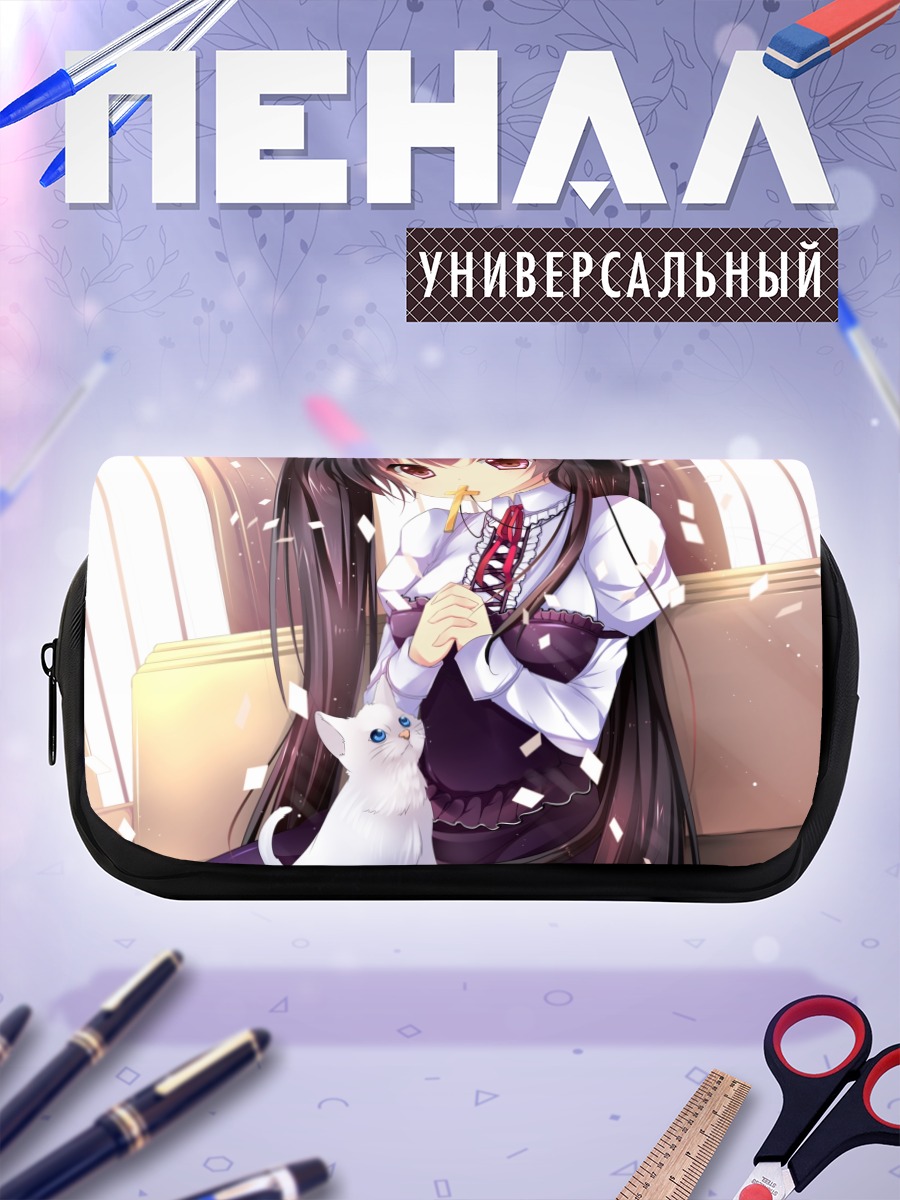 Пенал-косметичка Девушка-зайка с котом