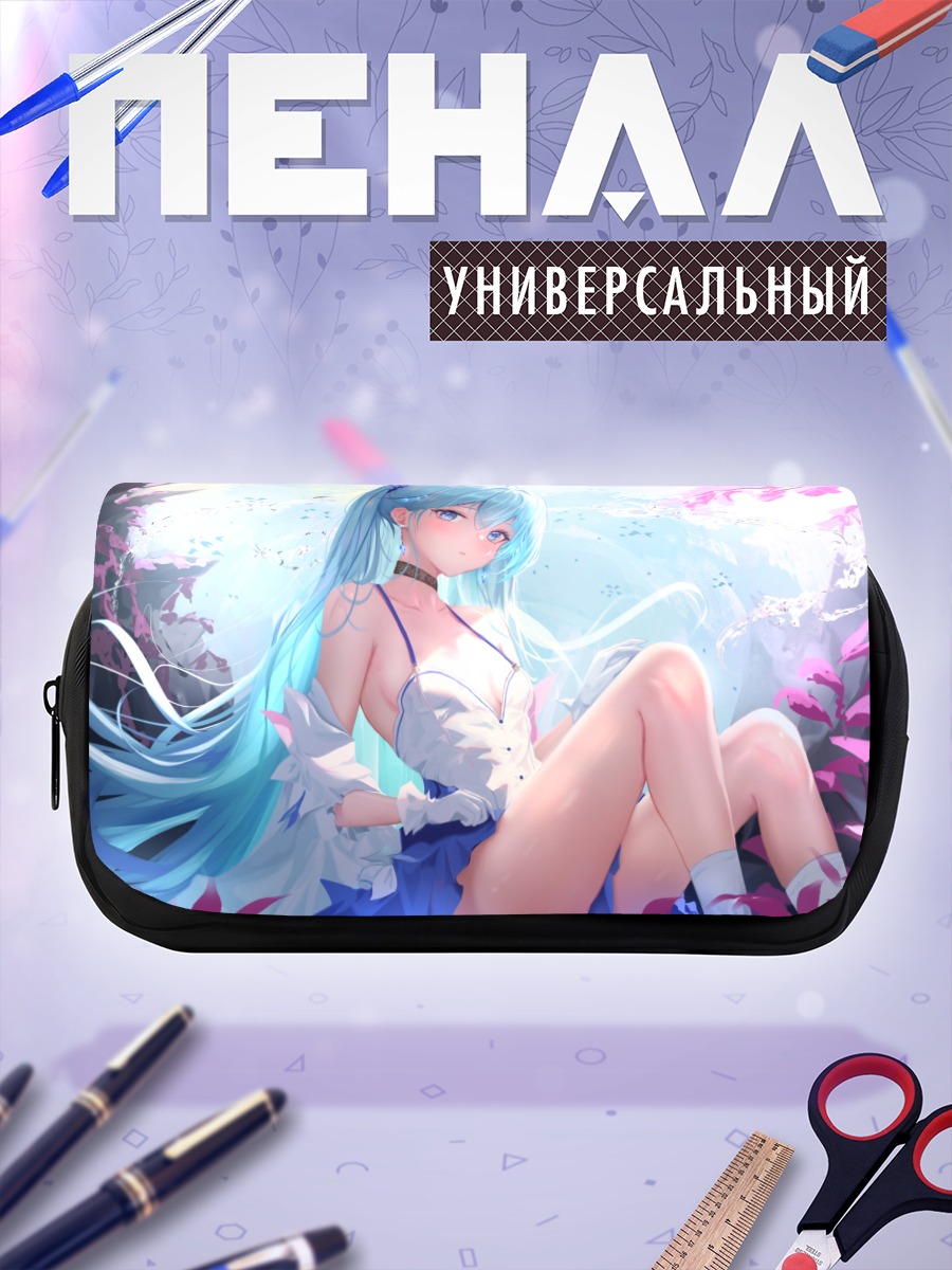 Пенал-косметичка Мику Хацунэ в цветах