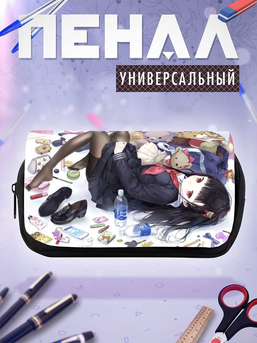 Пенал-косметичка Школьница с мишками