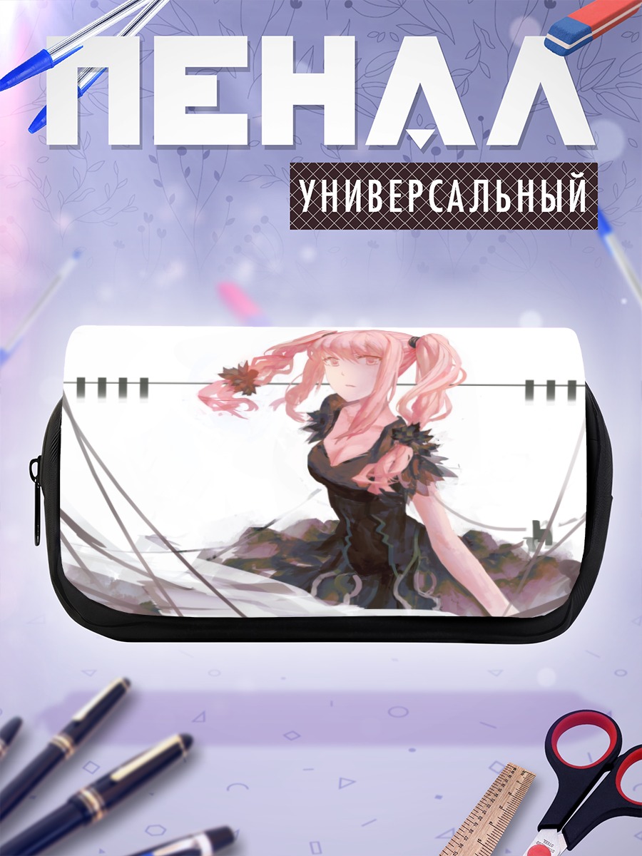 Пенал-косметичка Девушка с розовыми хвостами