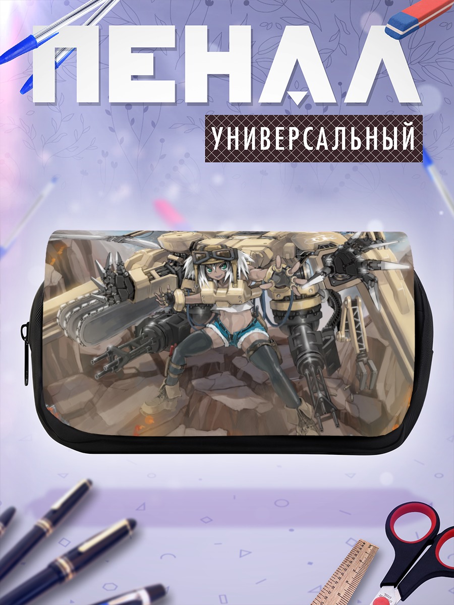 Пенал-косметичка Меха-девушка с бензопилой