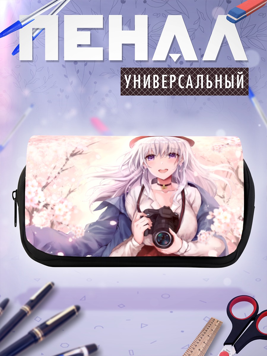 Пенал-косметичка Девушка с камерой в сакуре