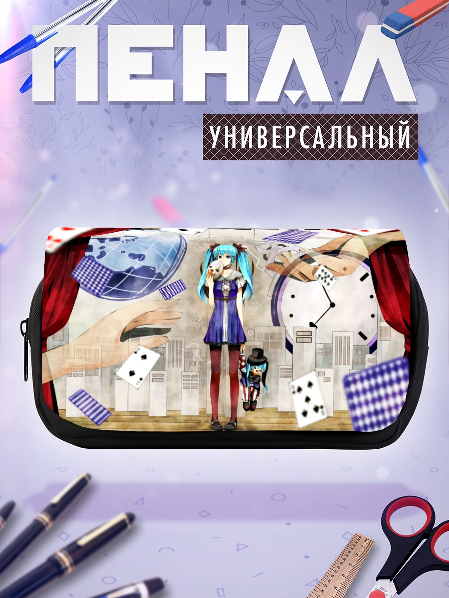 Пенал-косметичка Мику Хацунэ в картах