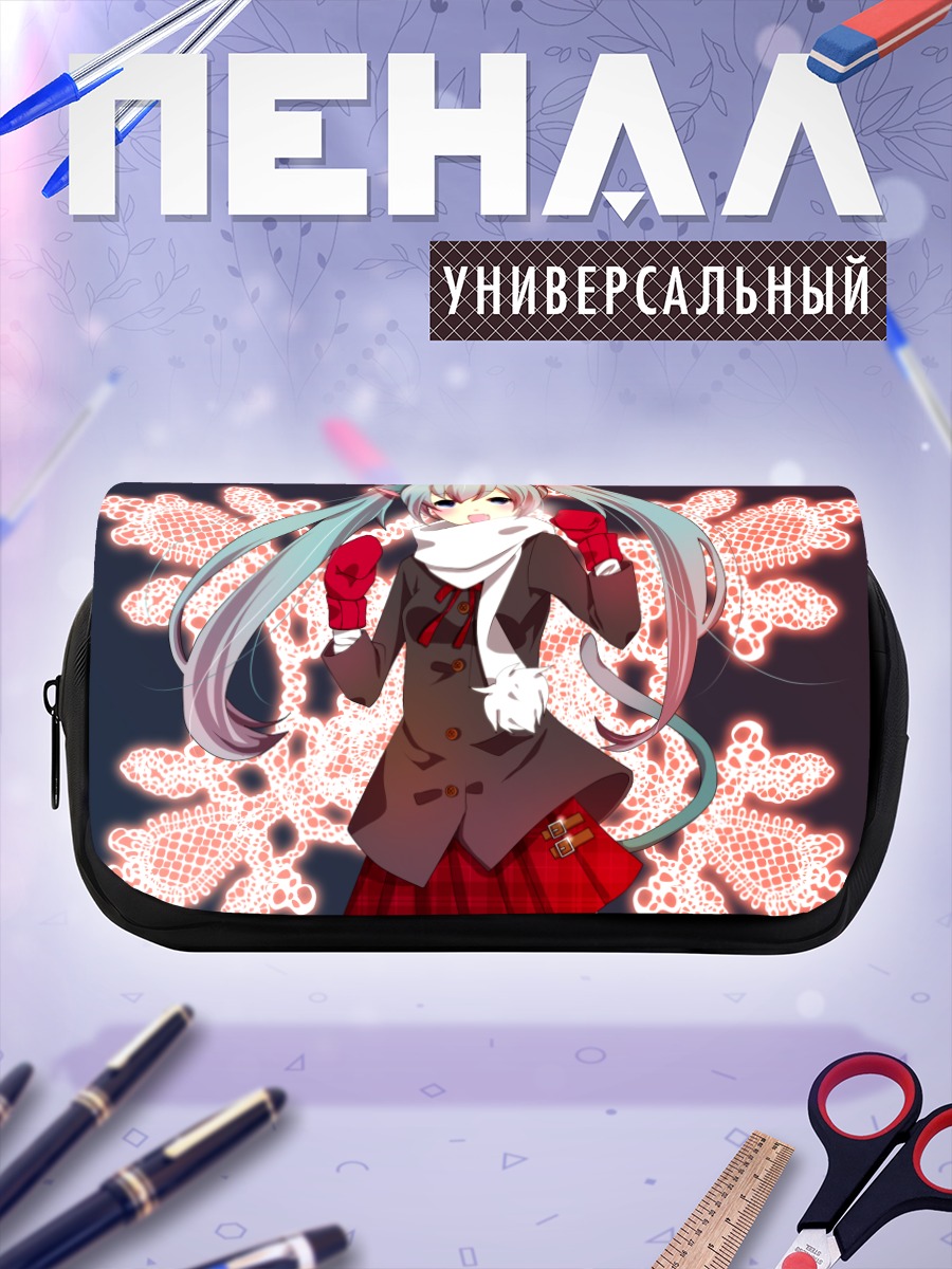 Пенал-косметичка Мику Хацунэ в снежинках